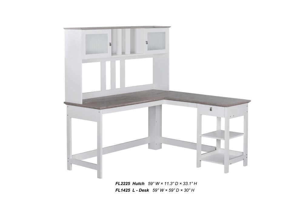 Saint Birch Finley 59-inch Writing Desk, White/Gray Oak