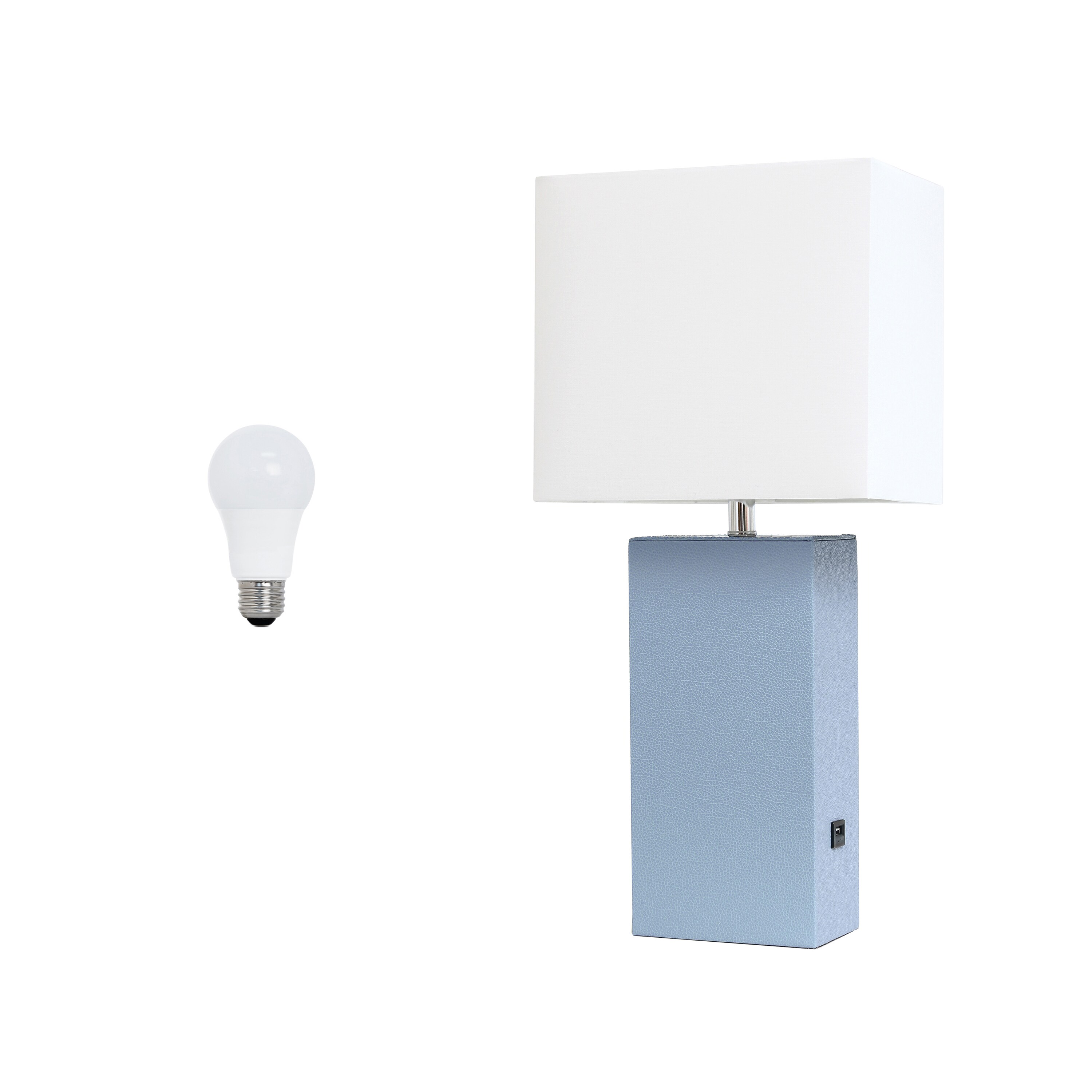 Lalia Home LHT-3012-PW-LB Lexington 21-in Periwinkle LED On/Off switch Table Lamp with Fabric Shade
