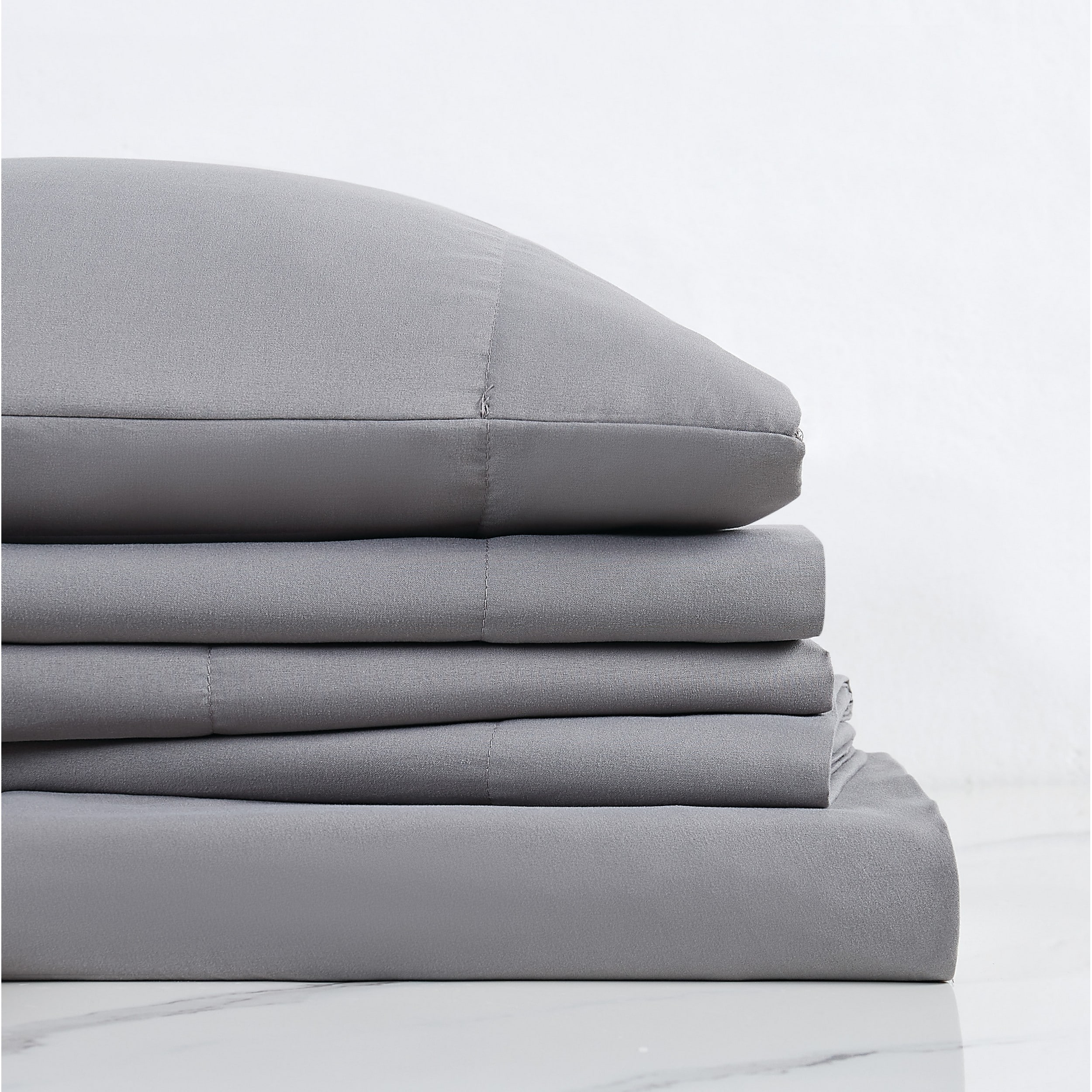 Truly Soft SS1658GYQN-4700 Queen 180 -Thread Count Microfiber Grey Bed Sheet Set