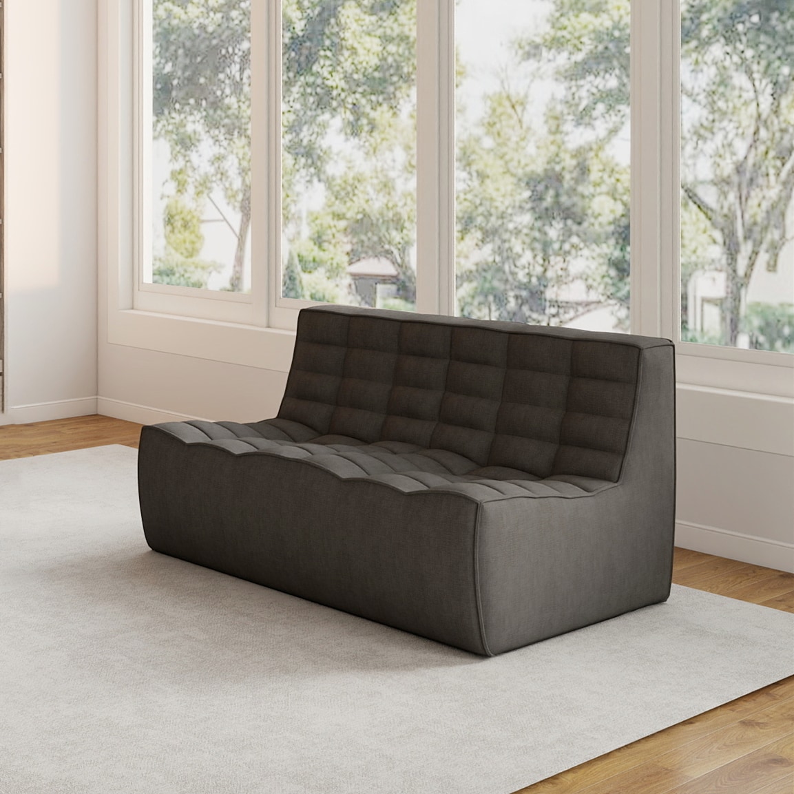 BuotiqHom DH-S2-131BK 55-in Casual Black Linen 2 -seater Loveseat