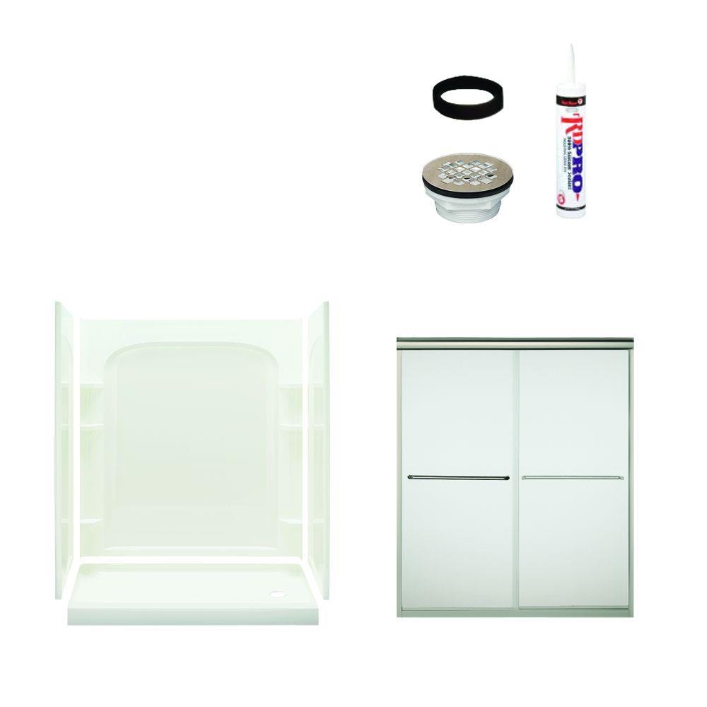 Ensemble White 2-Piece 30-in x 60-in x 74-in Alcove Shower Kit (Right Drain) Drain Included | - Sterling 7217R-5475NF