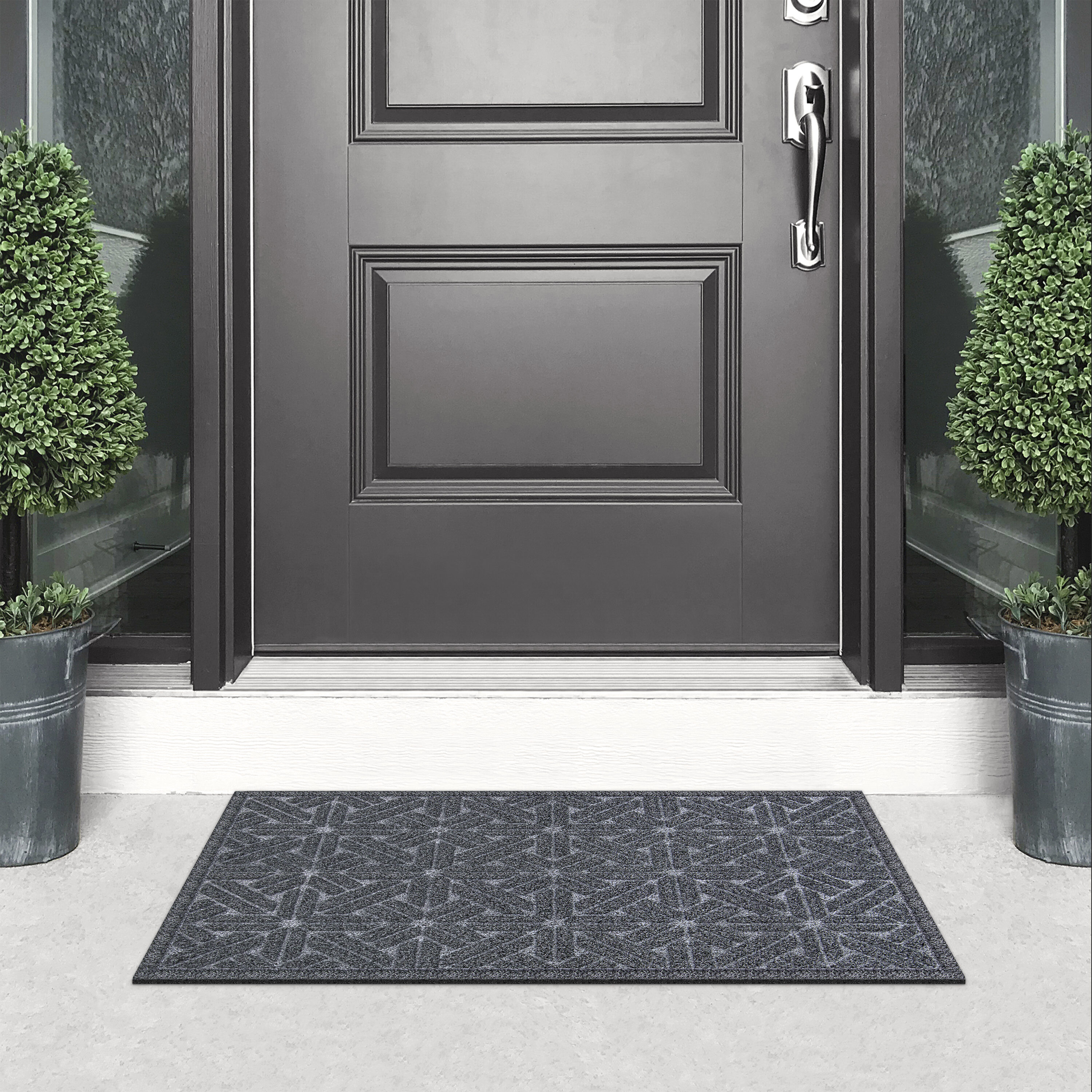 Project Source 2-ft x 3-ft Black Rectangular Outdoor Door Mat in