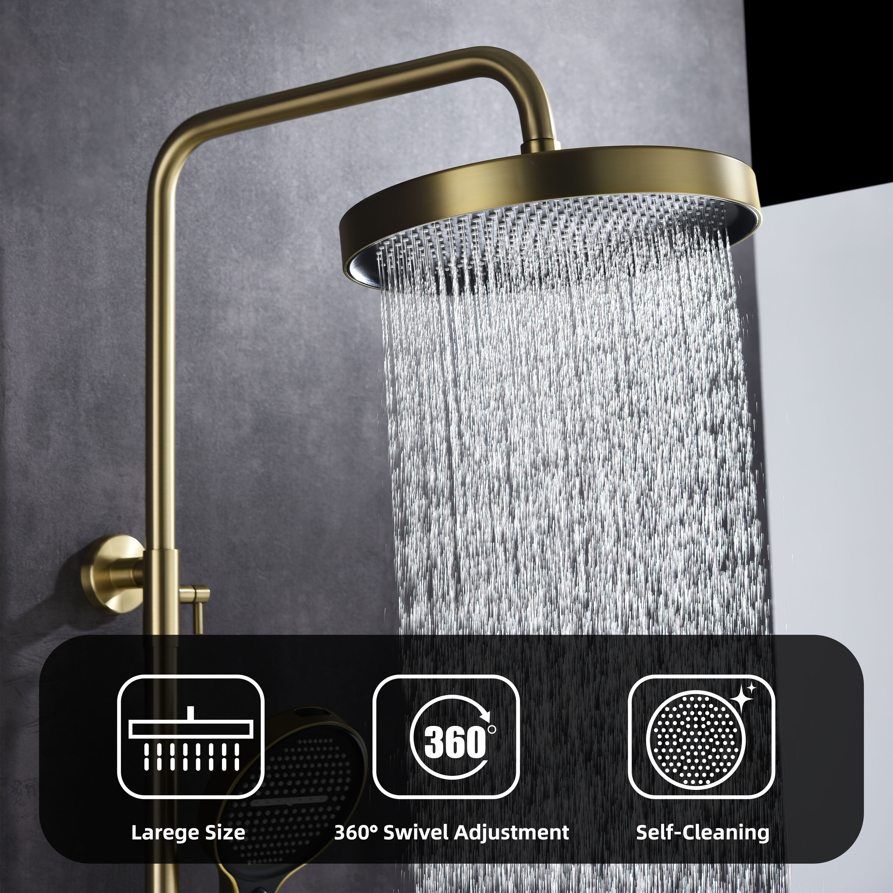 WELLFOR WBSB-004BG Showerhead-Bar-Panels - View #6