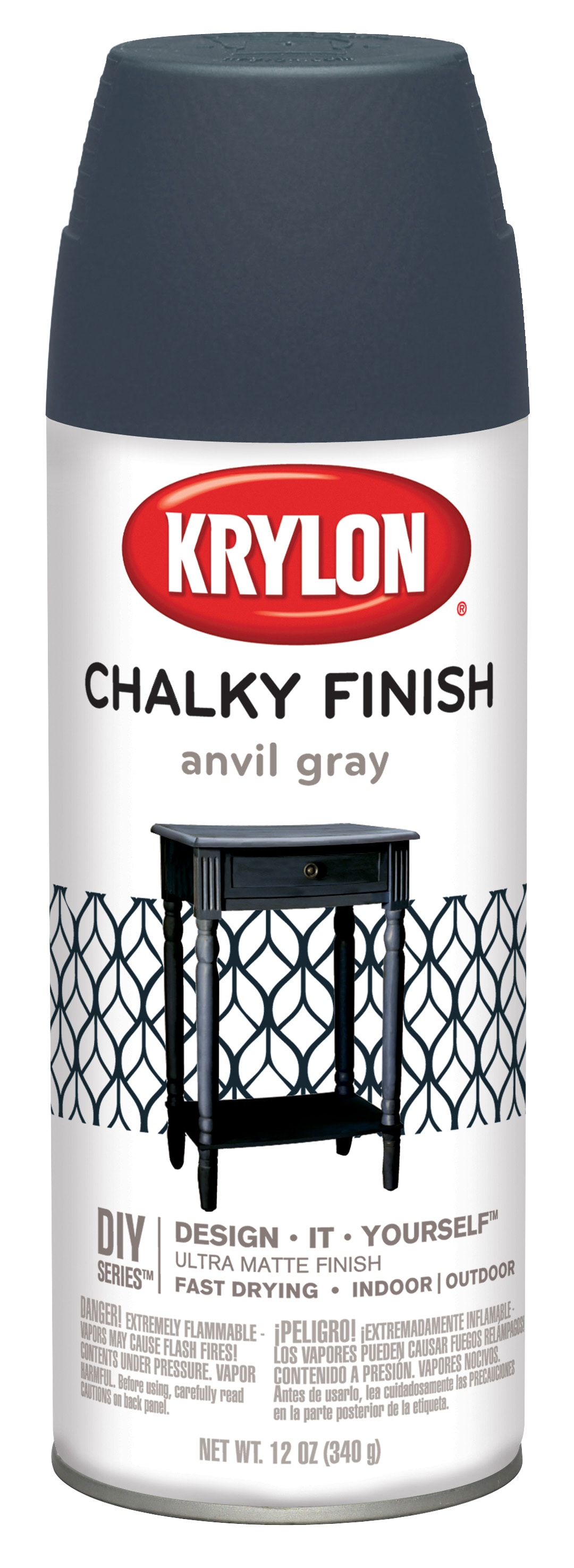 Krylon Chalky Finish Matte Anvil Gray Chalky Spray Paint (NET WT