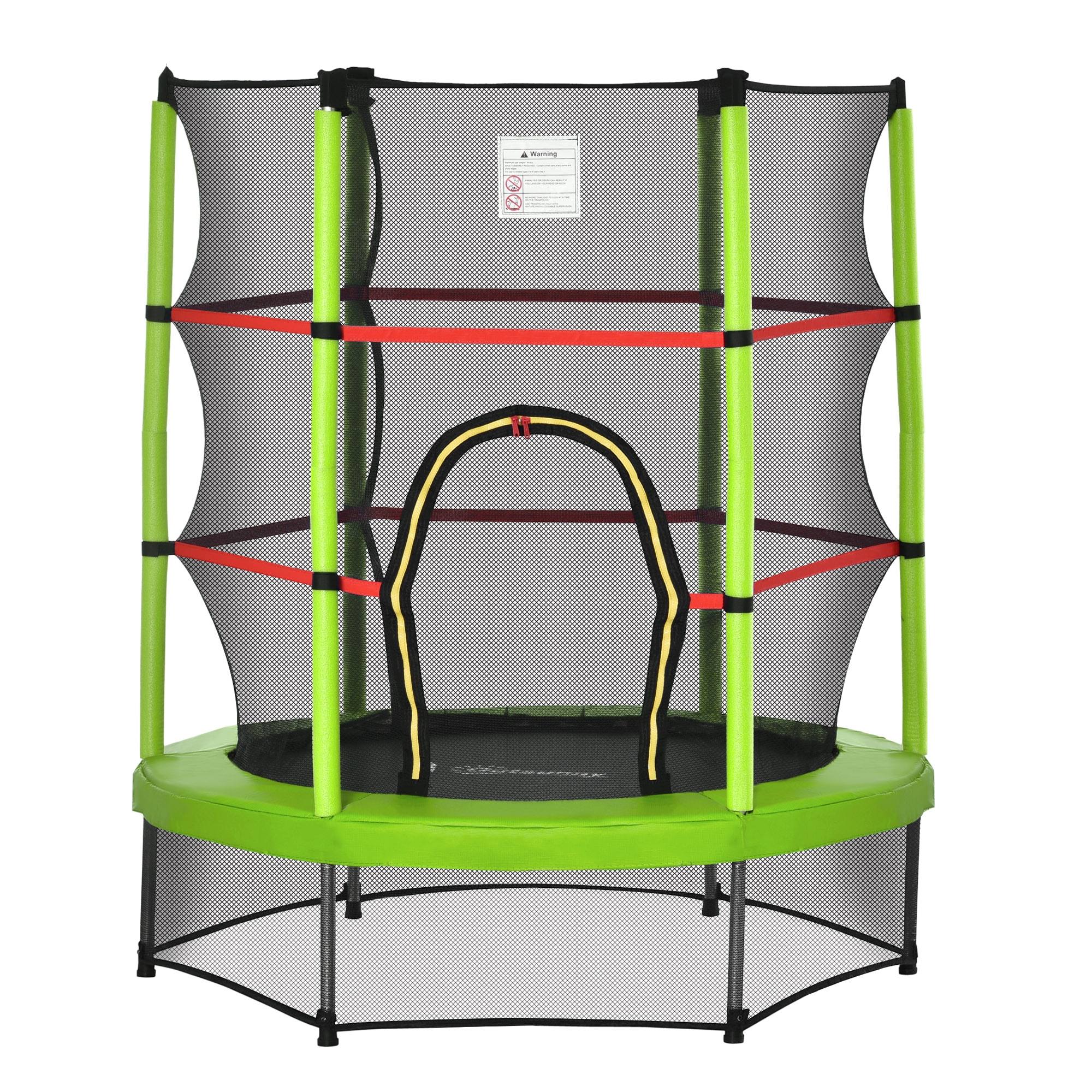 Tatayosi DJ-217342 5FT green kids trampoline with enclosure net springless design safety pad and steel frame for indoor outdoor toddler bouncer age 3 to 6 years