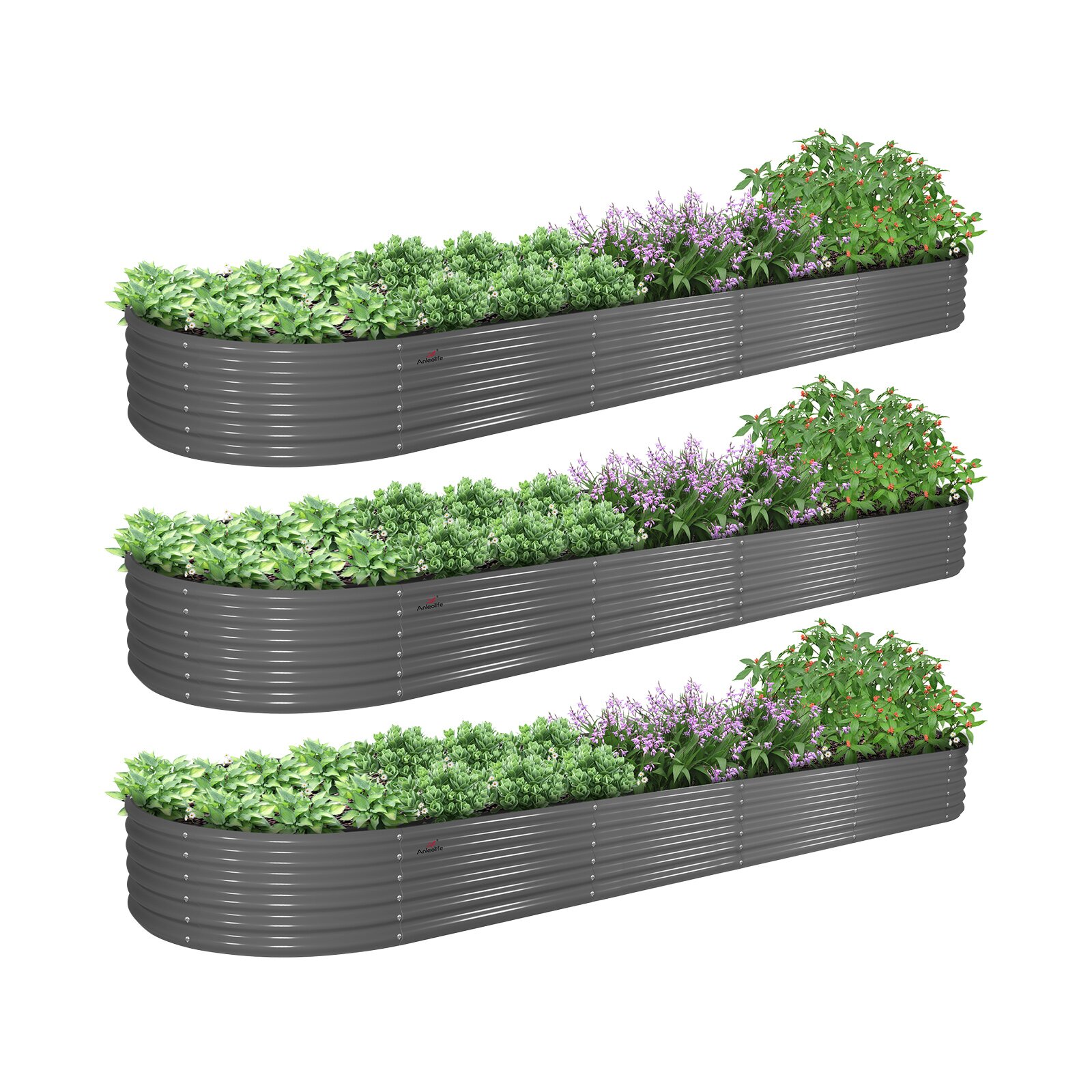 Damerin RBSZYYX-19 36-in W x 144-in L x 18-in H Gray Metal Raised Garden Bed