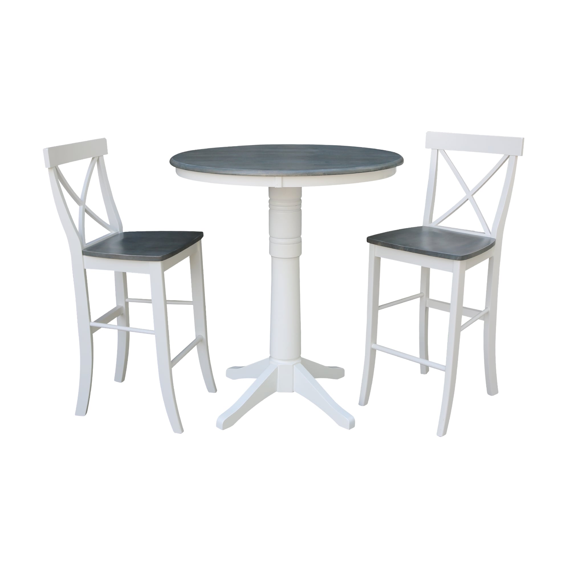 International Concepts K05-36RT-27B-S6133-2 White/heather gray Casual Dining Room Set with Round Table ( Seats 2 )