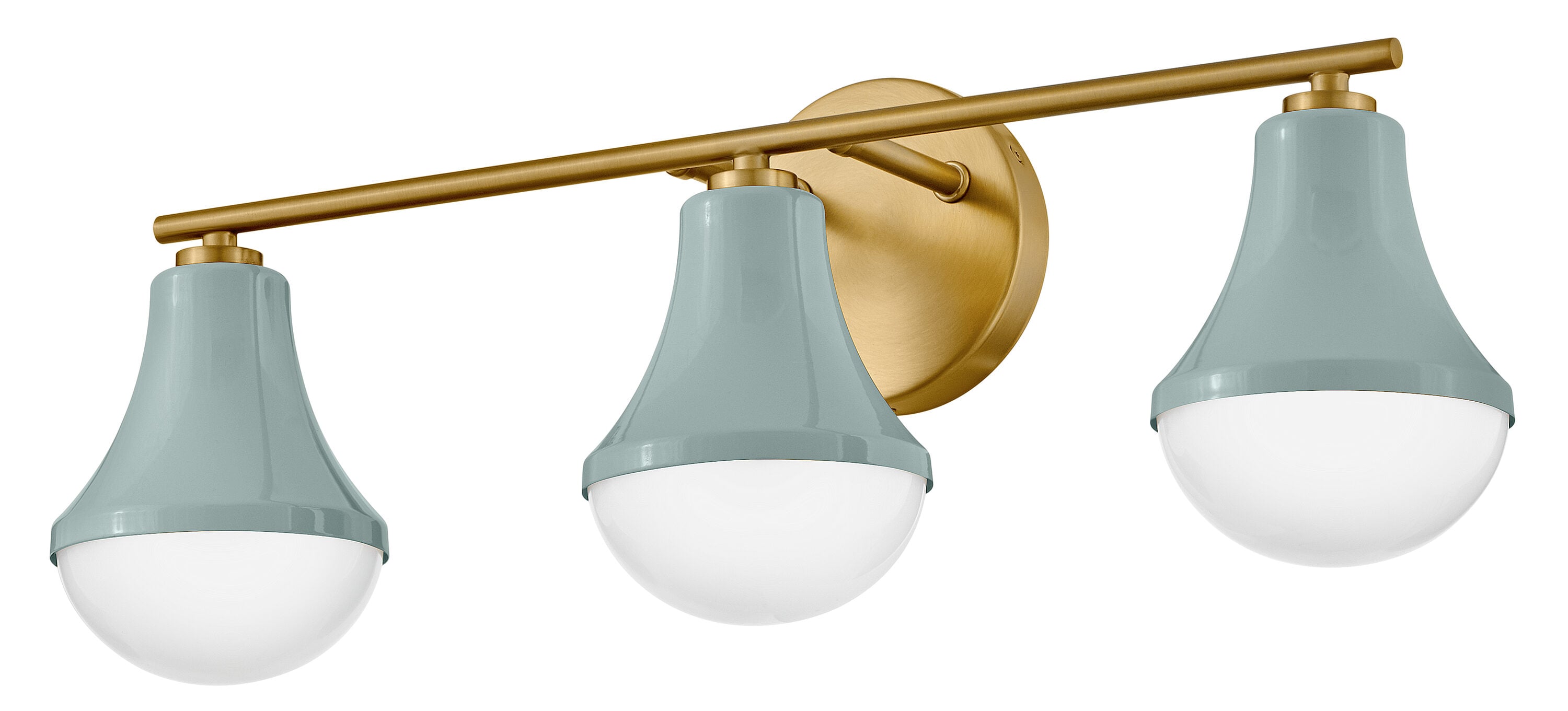 Seafoam Lacquered Brass 3-Light Vanity with Opal Glass Shades