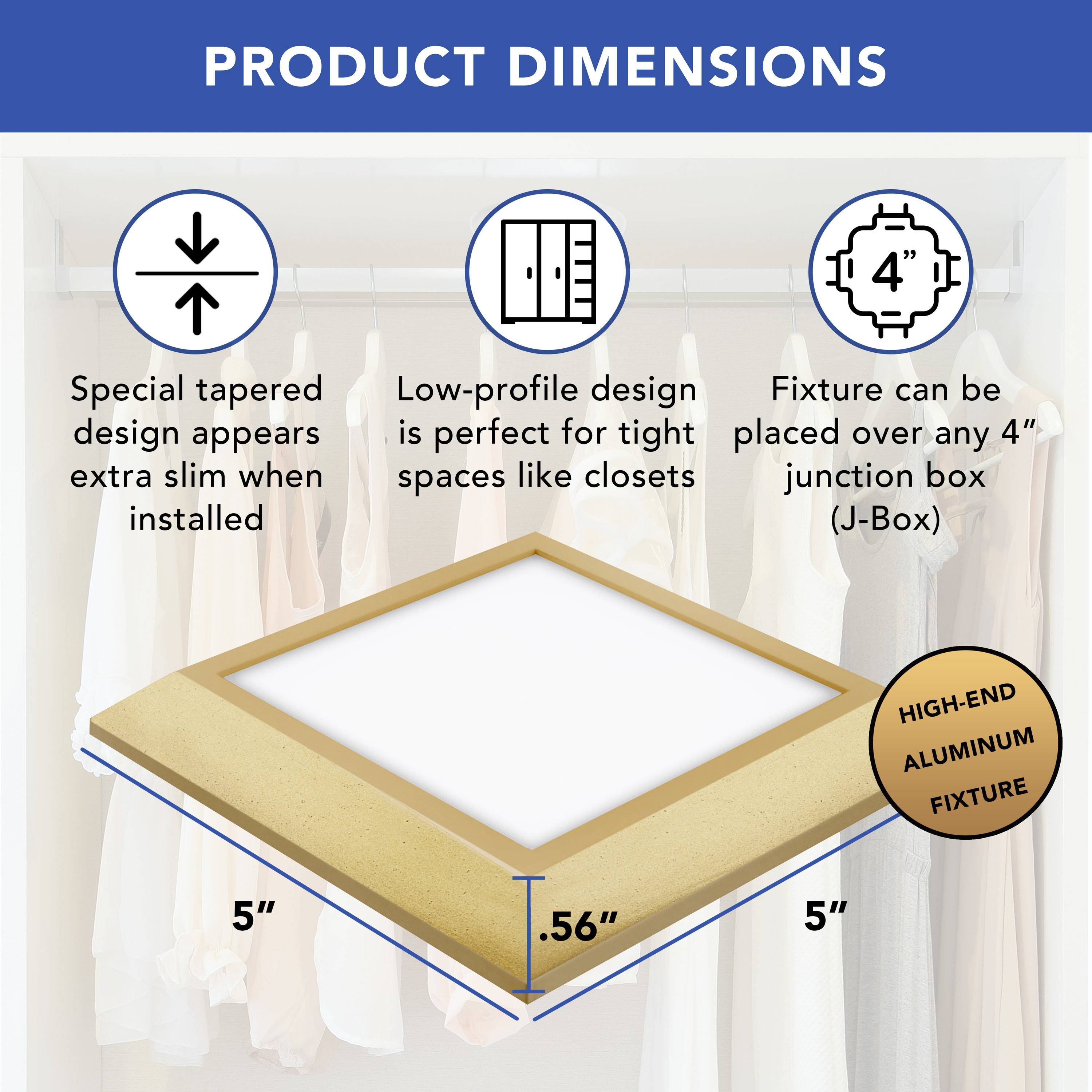 Next Glow Ultra Slim 5" Matte Brass LED Ceiling Light Fixture