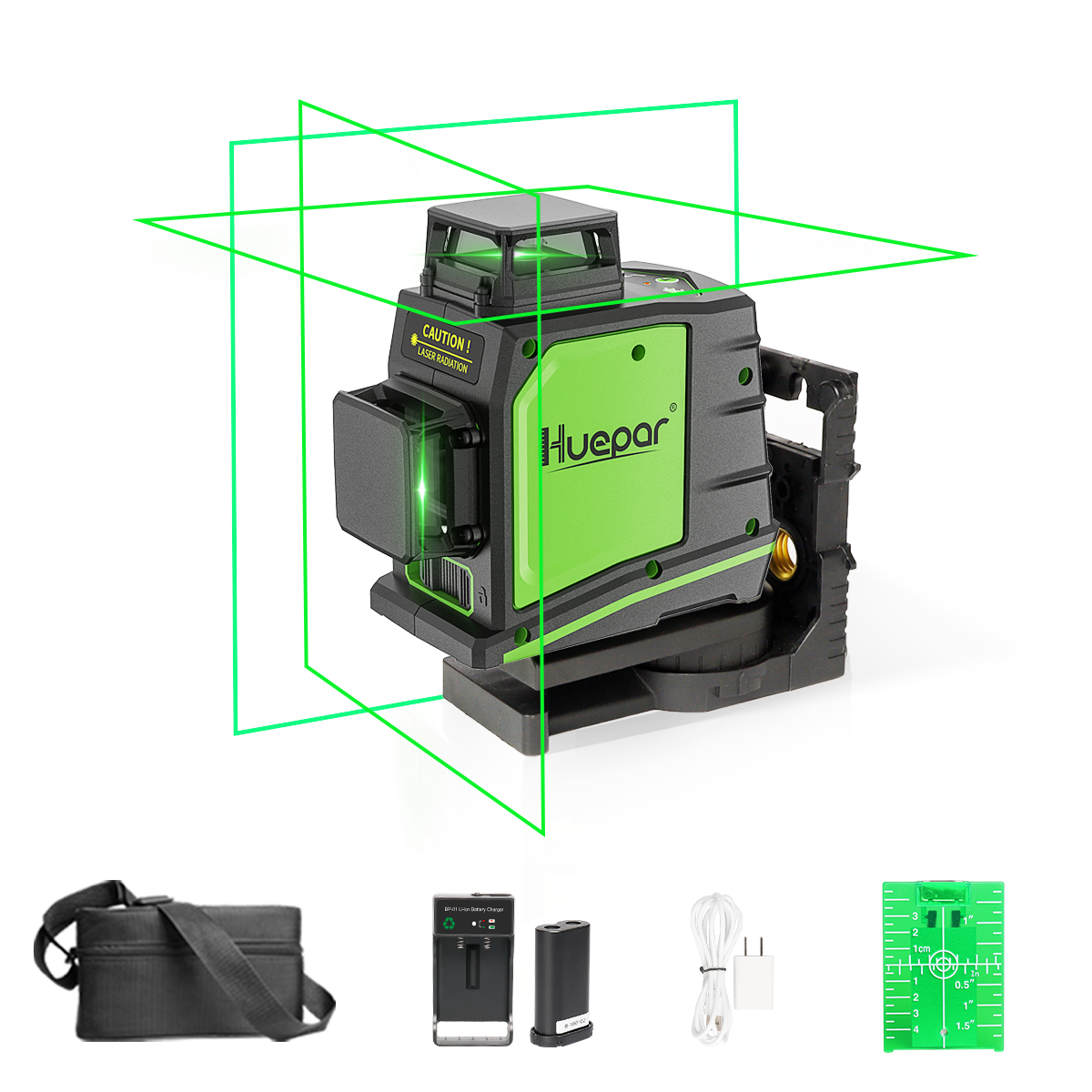 Huepar 200-ft Green Self-Leveling Cross-line Laser Level GF360G Sansujyuku sansujyuku.com