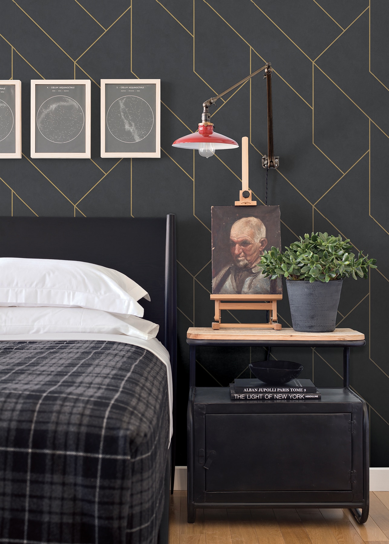 Pollock Black and Gold Geometric Non-Pasted Wallpaper