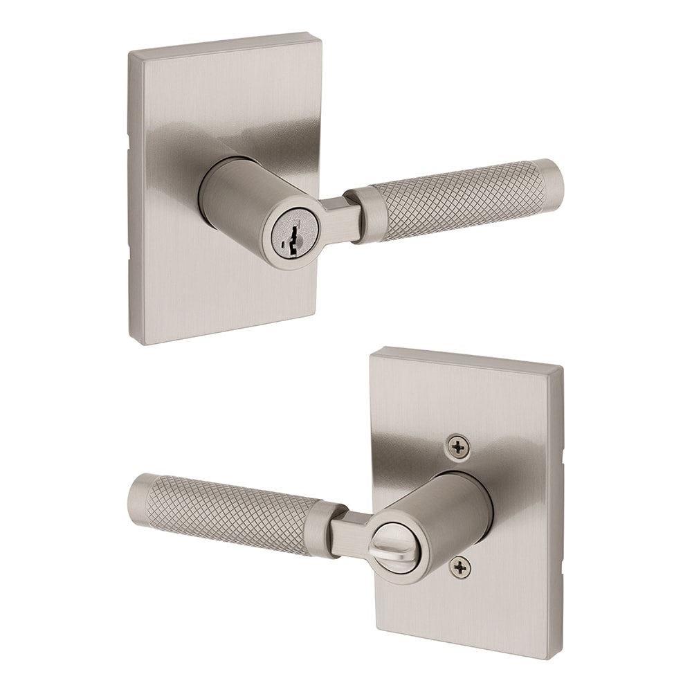 Kwikset Signature Series 97403-090 Prava Knurled Satin Nickel Exterior Keyed Entry Door Handle with SmartKey