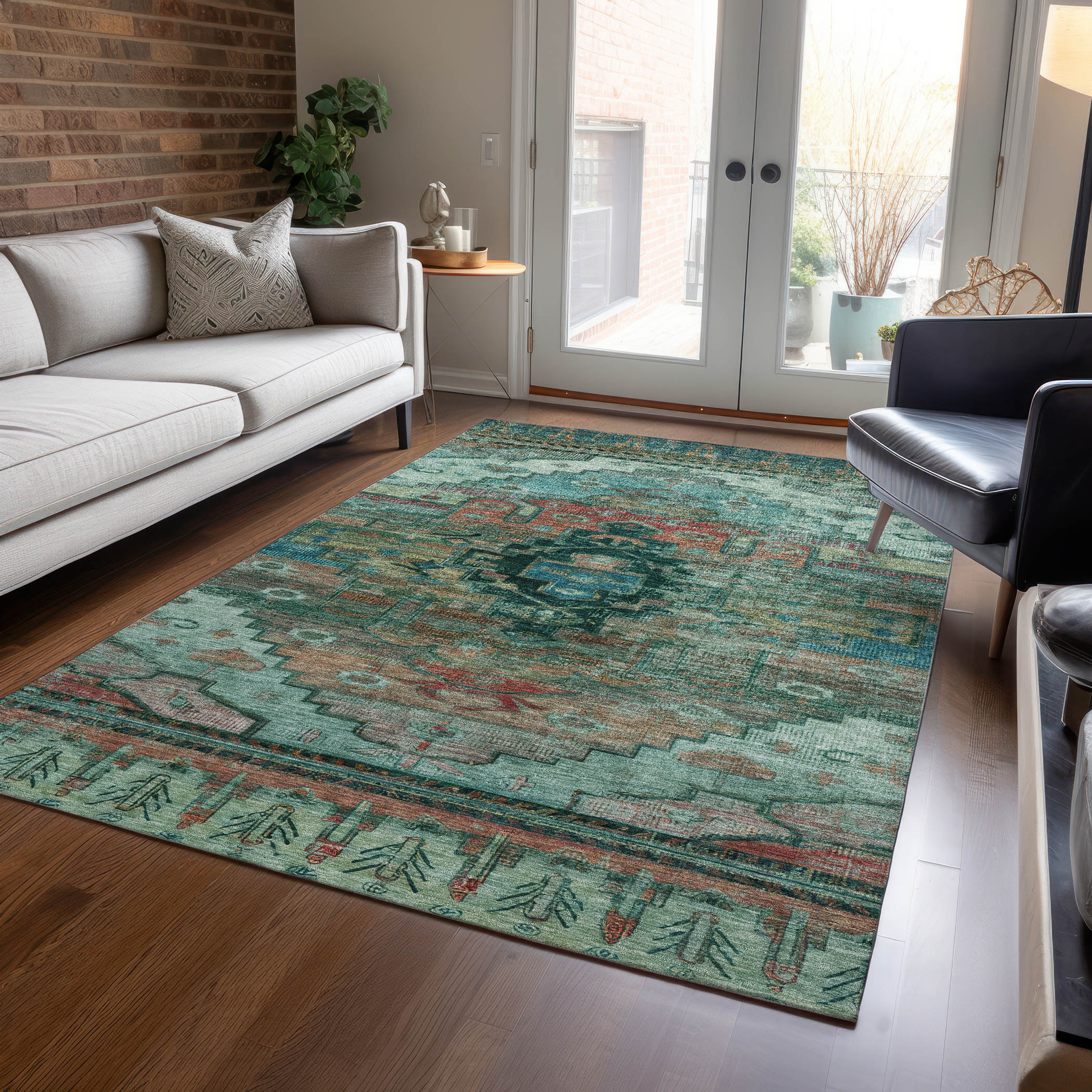 Addison Rugs ACN1776TE30X46 Chantille ACN1776TE 2 x 3 (ft) Loomed Polyester Teal Rectangular Indoor/Outdoor Machine washable Area rug