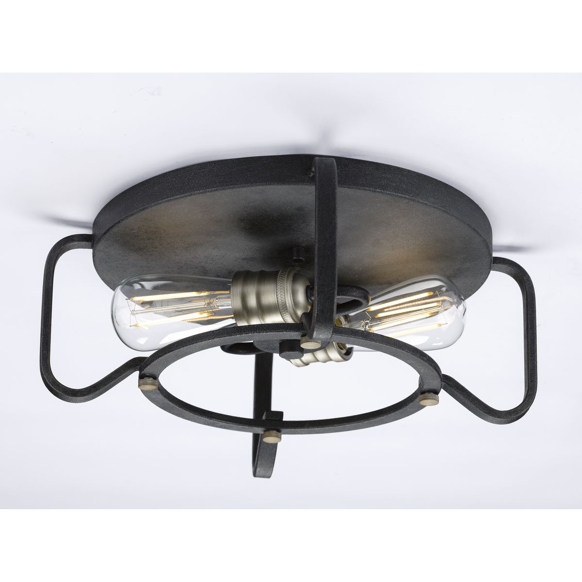 Foster 16" Black Iron 2-Light Flush Mount Ceiling Fixture