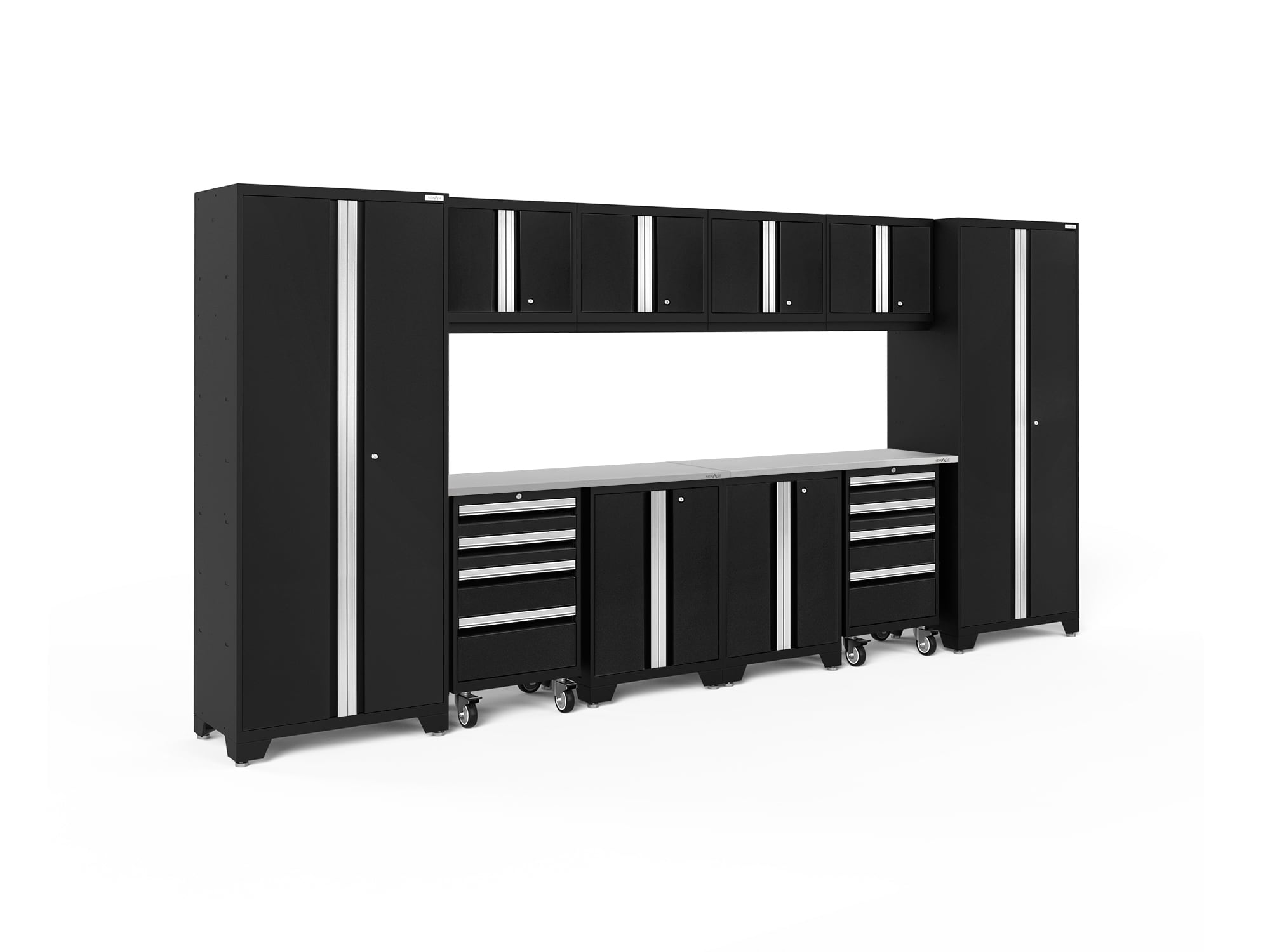 NewAge Products 63203 156-in W x 76.75-in H x 18-in D 10 -Cabinets Steel Black Garage Storage System