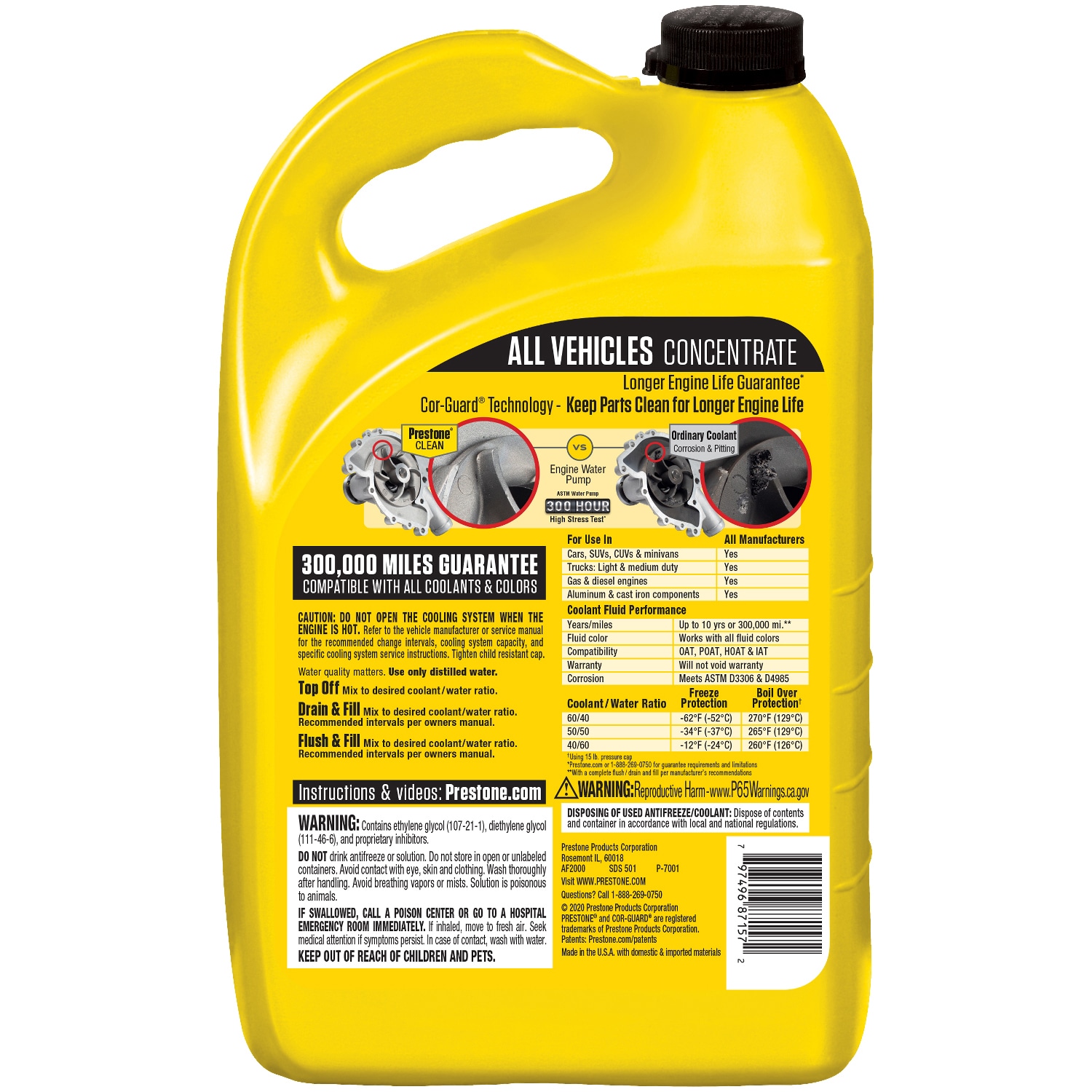 Prestone 1 Gallon Concentrated Antifreeze - Works with All Vehicles ...