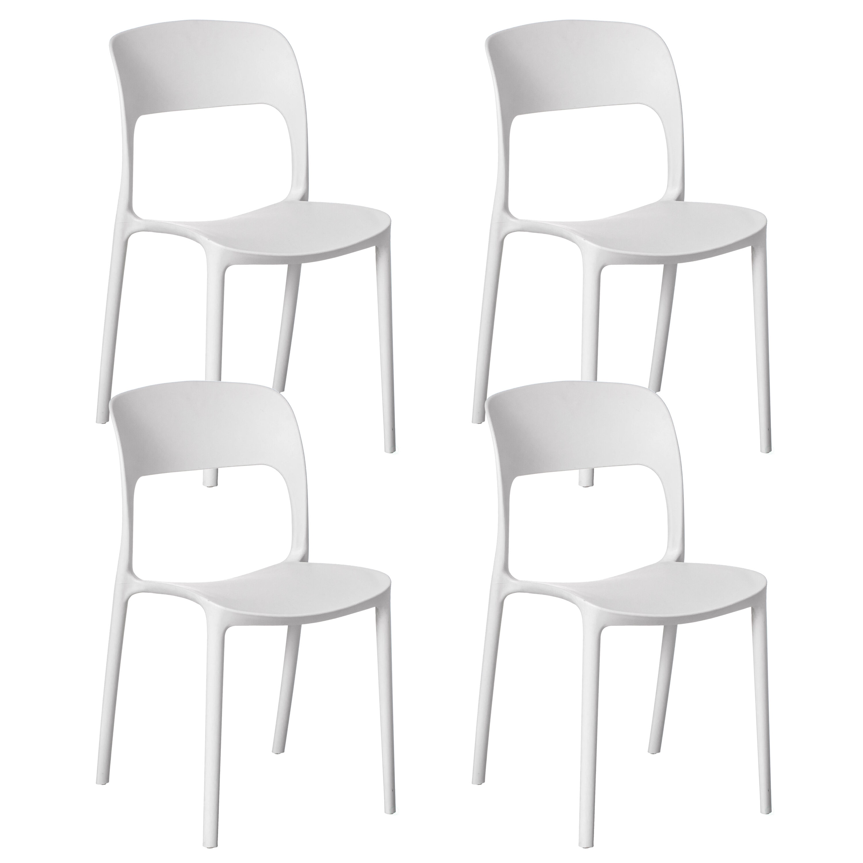 FABULAXE QI004227.WT.4 Set of 4 Contemporary/Modern Dining Side Chair (Wood Frame)