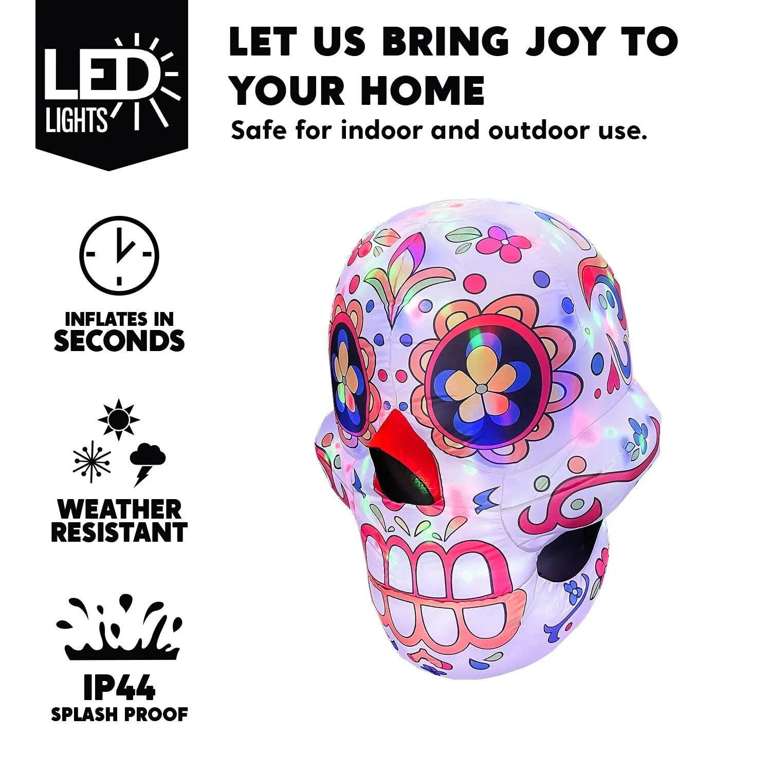 Joiedomi 4-ft Freestanding Lighted Skull Inflatable In The Outdoor ...