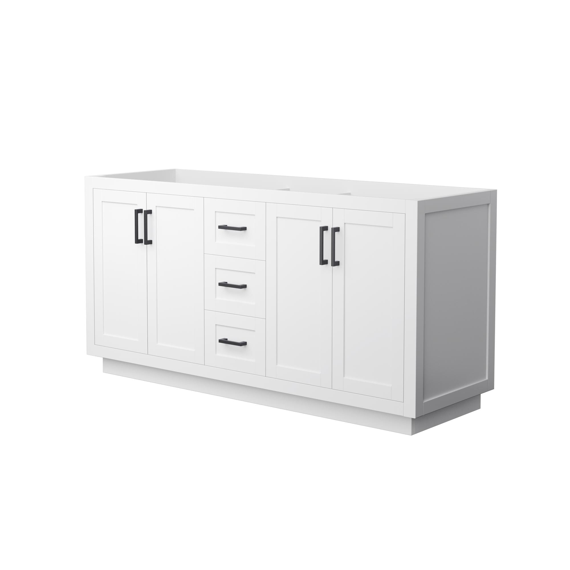 Wyndham Collection WCF292966DWBCXSXXMXX Miranda 66-in White with Matte Black Trim Bathroom Vanity Base Cabinet without Top