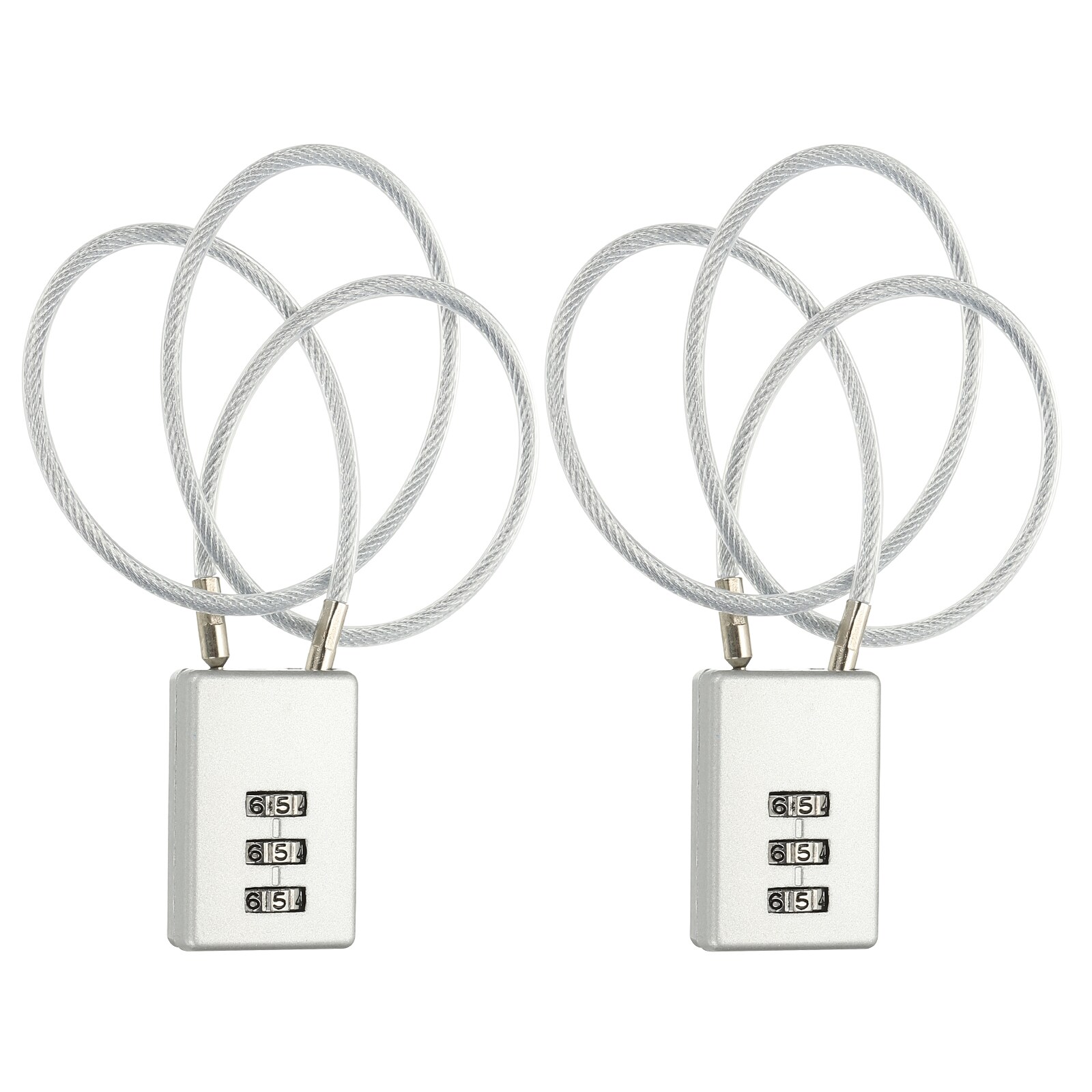 PATIKIL 3 Digit Cable Combination Lock 2pcs Cable Lock with Combination 19.7inch Steel Rope for Gym Bikes Cabinets Wardrobes Small Fences Silver