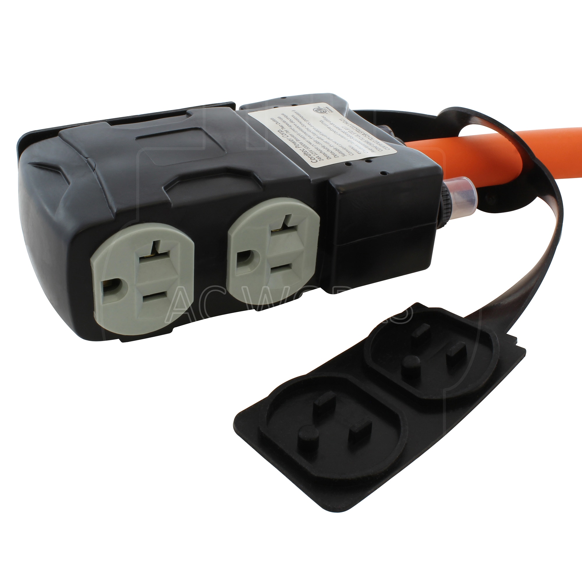 AC WORKS 1.5ft NEMA 14-50P to Four NEMA 5-20R with Breakers 50-Amp 4-wire  To 3-wire Grounding Single To Four Orange Basic Flexible Adapter in the  Adapters & Splitters department at