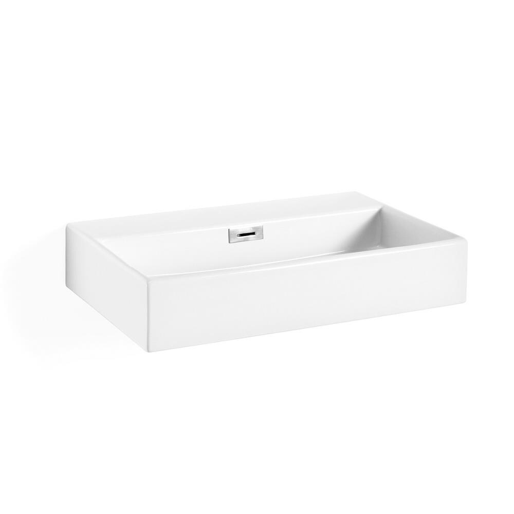 WS Bath Collections QUARELO 53709.00 Quarelo Ceramic White Ceramic Wall-mount Rectangular Modern Bathroom Sink (19.7-in x 16.5-in)