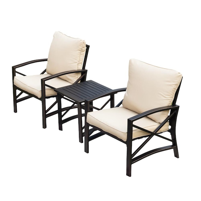Top Home Space 3 Piece Off White Bistro Patio Set With Cushions In The Dining Sets Department At Com - Patio Chairs With White Cushions