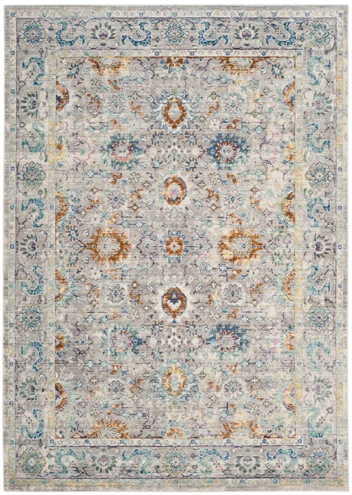 Safavieh MYS924R-6 Mystique Jaen 6 x 9 (ft) Loomed Polyester Gray/Multi Rectangular Indoor Distressed/Overdyed Oriental Area rug