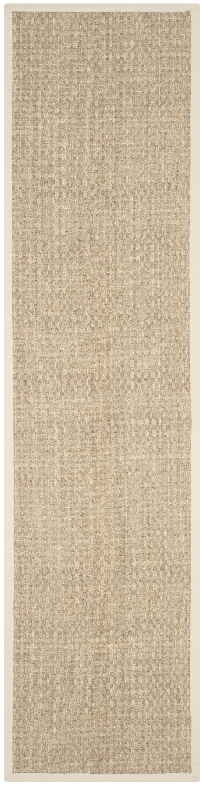 Safavieh NF114J-220 Natural Fiber Hampton 2 x 20 (ft) Loomed Seagrass Natural/Ivory Rectangular Indoor Solid Coastal Runner rug