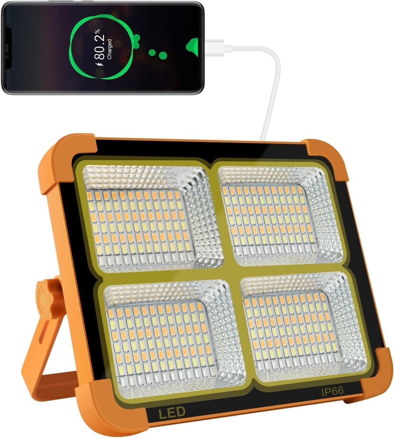 AOIZGMY  Portable LED Work Solar Light 100W 16500mAh 10000 Lumens 336 LEDs 3000K to 6000K Adjustable 4 Modes IP66 Waterproof 1 Piece