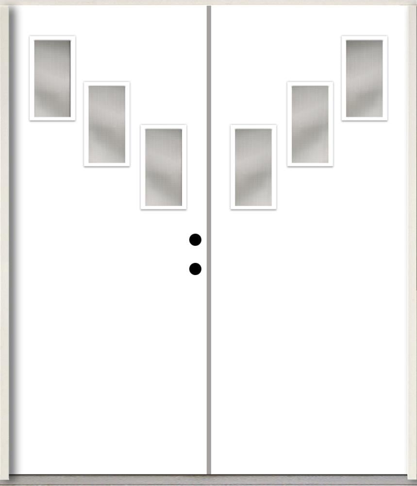 RELIABILT LO1062455 Spotlights 72-in x 80-in x 4-5/8-in Fiberglass 1/4 lite Left-hand inswing Primed Unfinished Prehung Double Front Door Insulating core