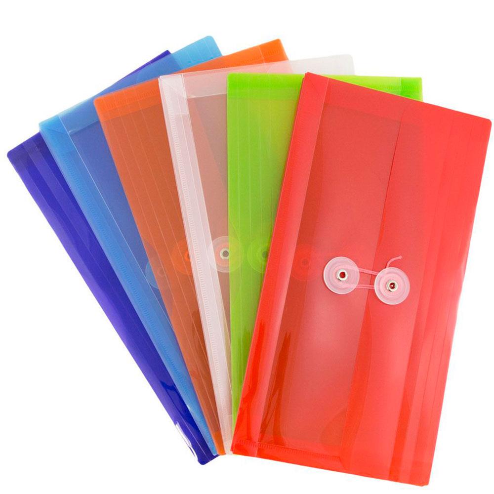 Assorted Zip Closure Plastic Envelopes - #10 Business, 5 1/4x10 Pack of 6, JAM Paper