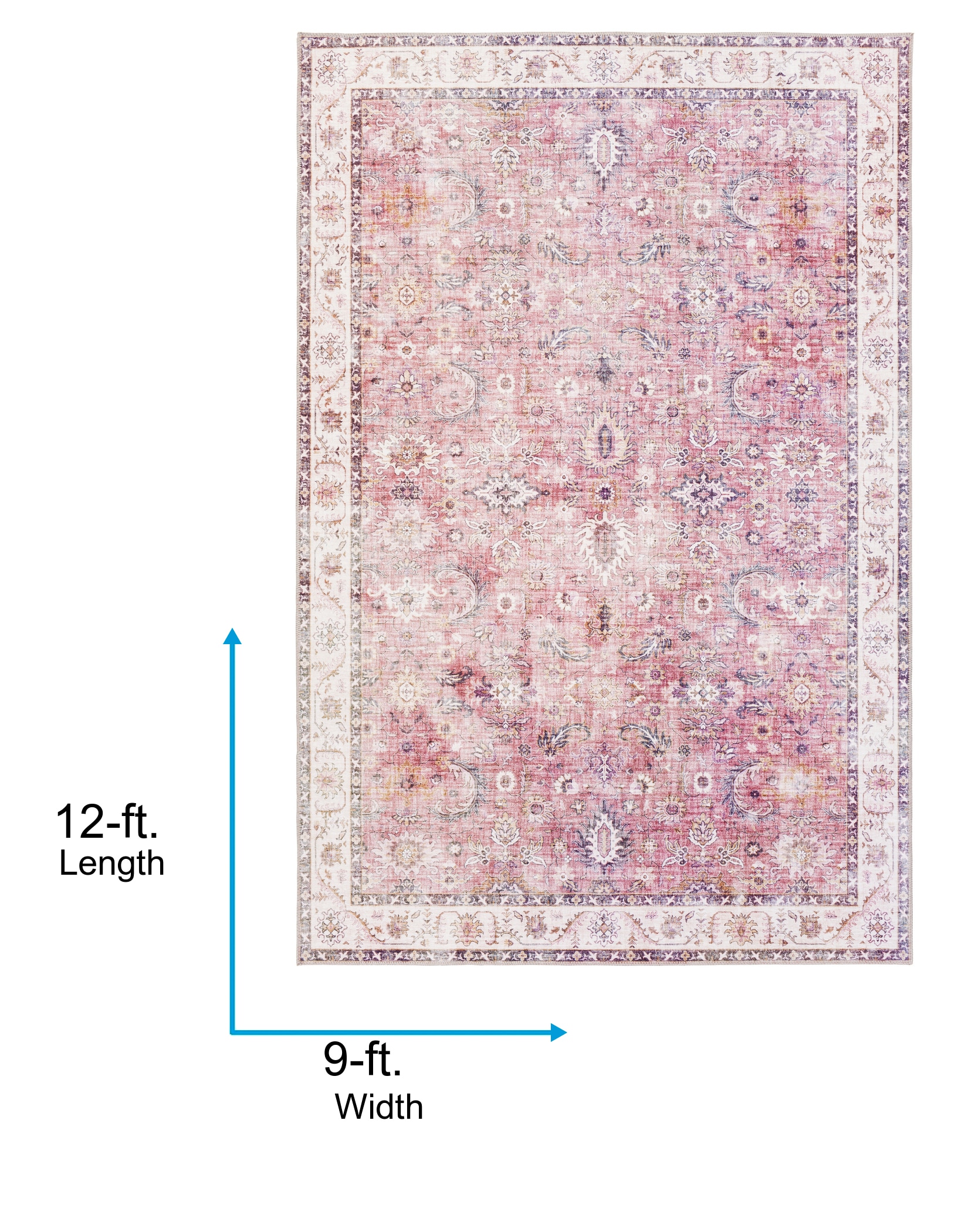 Ivory Synthetic Reversible Washable 9' x 12' Rug