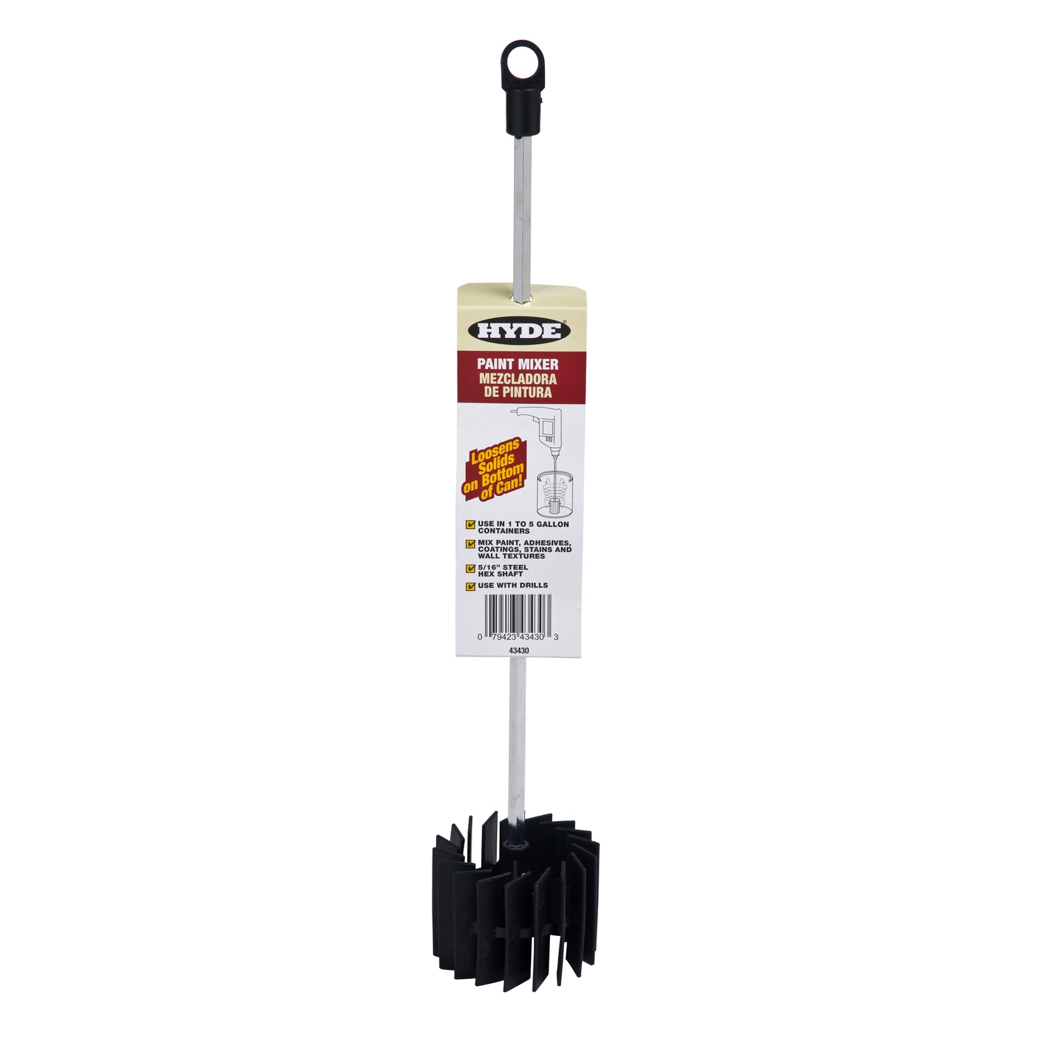 HYDE 3 1/8 in. W X 17 1/2 in. L Paint Mixer For 1 and 5 Gallon