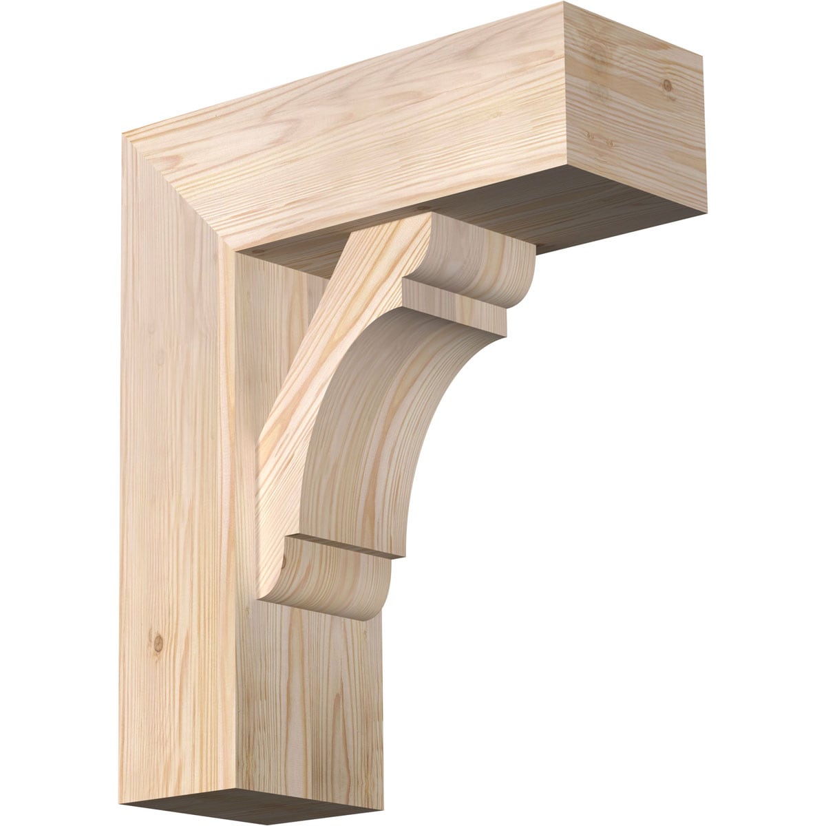Ekena Millwork 1463767 Olympic block smooth bracket with offset brace Douglas Fir Wood Standard Bracket