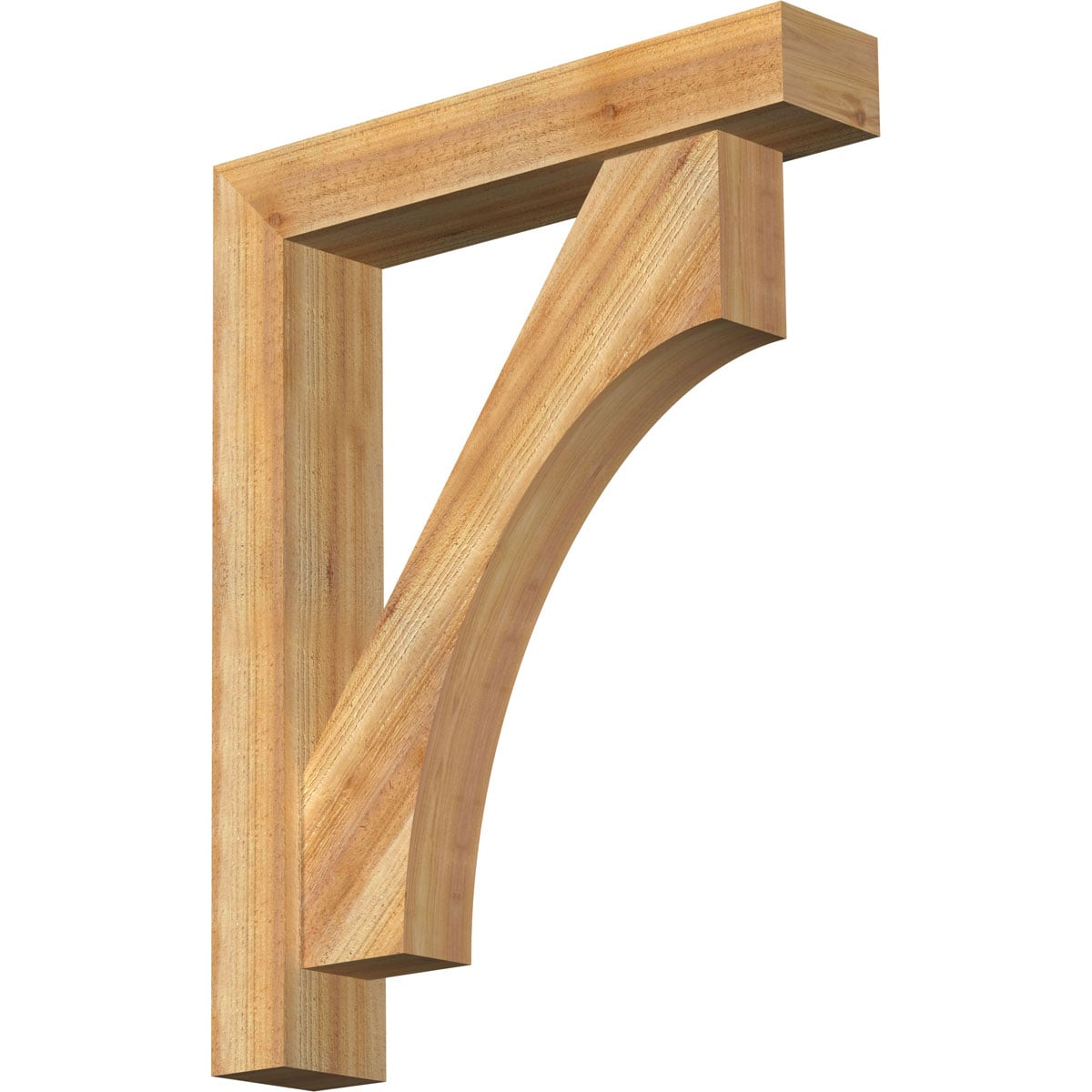 Ekena Millwork 1464357 Westlake Block Rough Sawn Bracket with Offset Brace 6-in x 30-in x 38-in Western red cedar Brown Wood Standard bracket