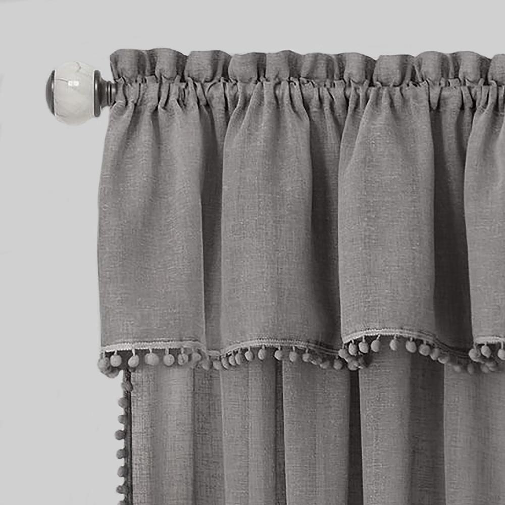 Achim Wallace 36-in Grey Polyester Rod Pocket Valance and Tier Set in ...