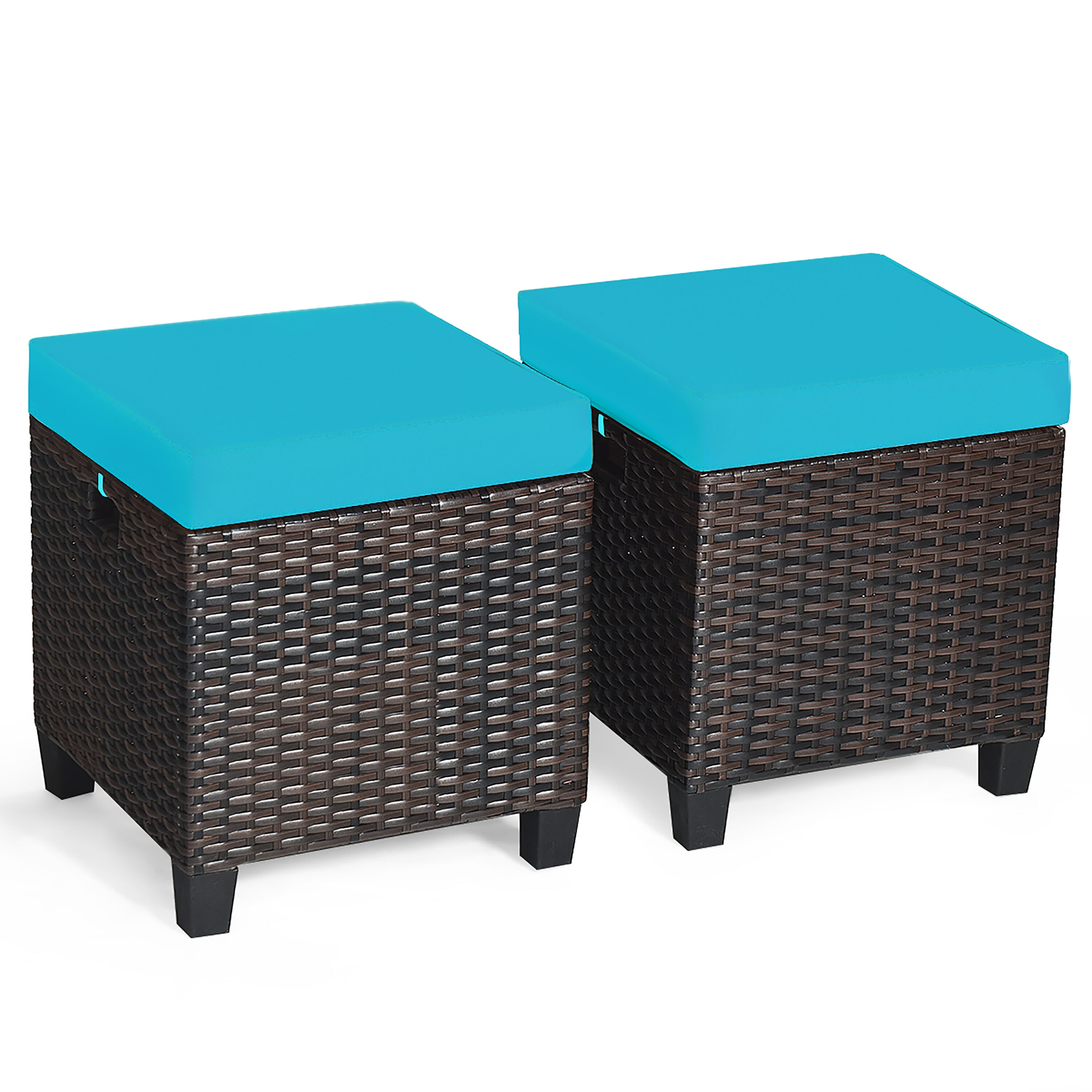 Costway HW63237TU 2 -Pack Brown Rattan Ottoman