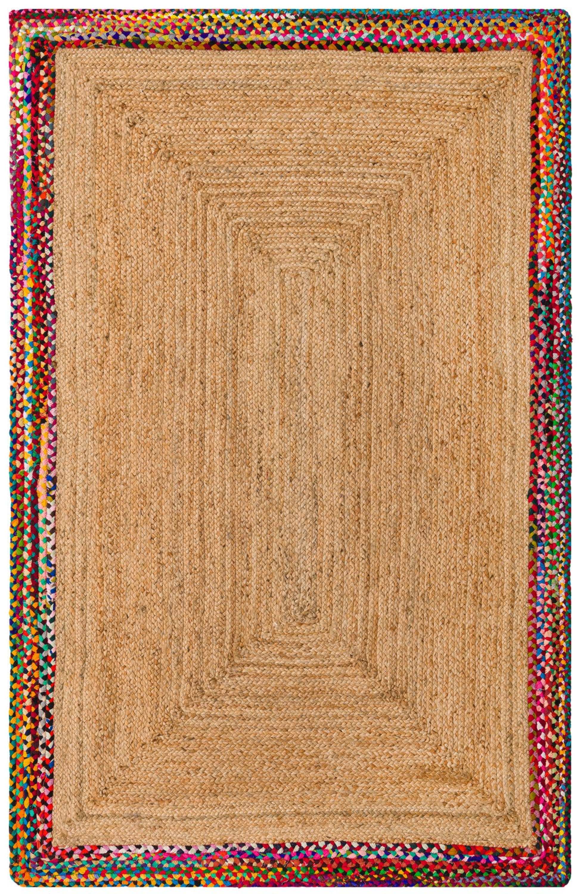 Handmade Blue and Brown Braided Jute 5' x 8' Area Rug
