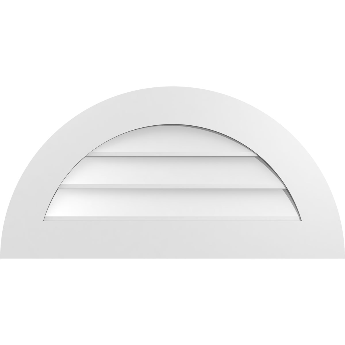 Ekena Millwork GVPHR32X1601SN 32-Inches x 16-Inches Off-white Half round PVC Gable Louver Vent