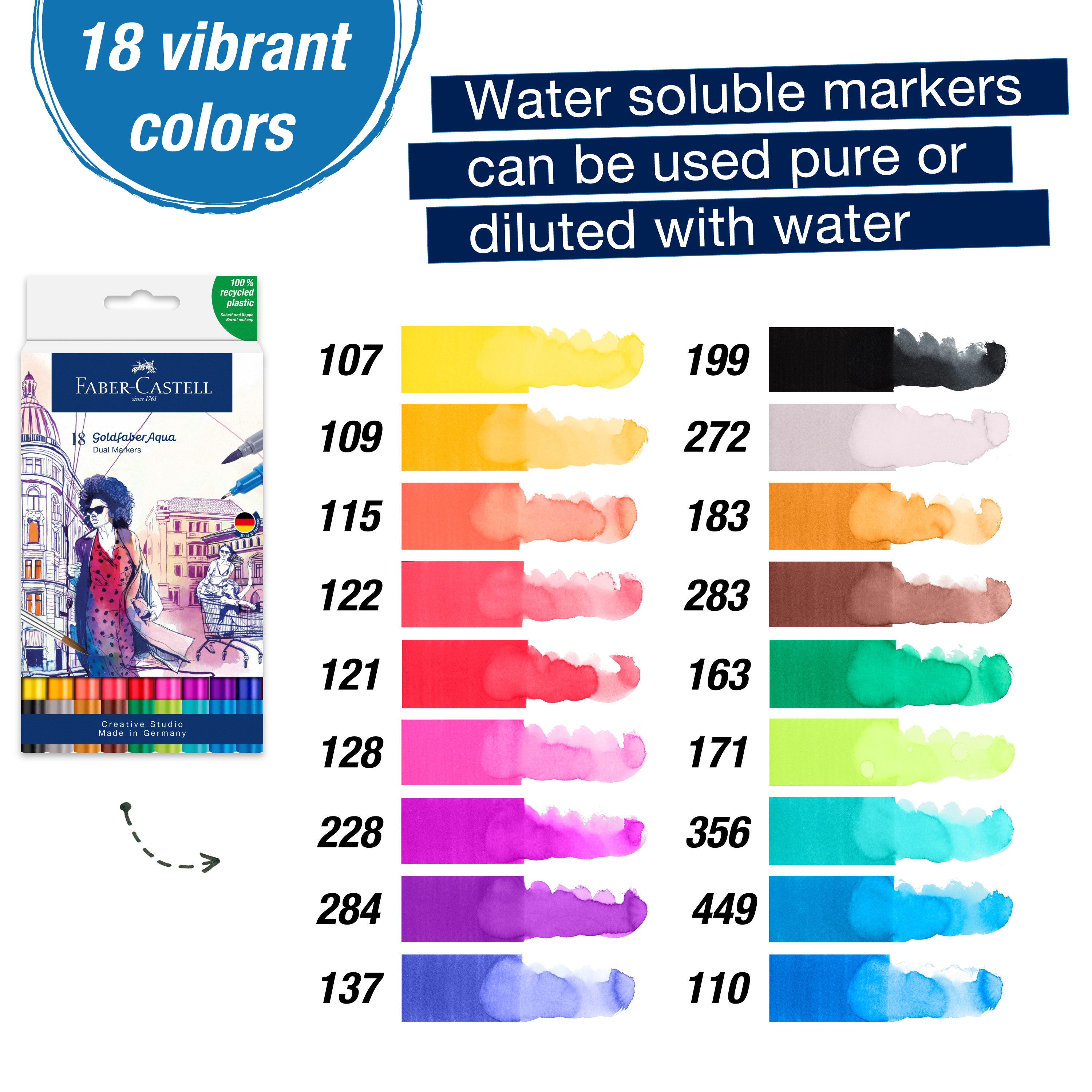 Dual-Tip Calligraphy Markers - 18 count