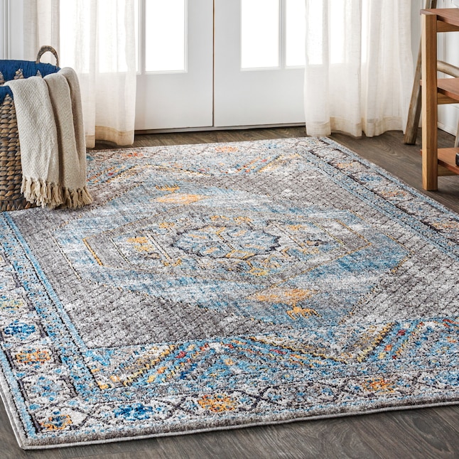 Jonathan Y Red Vintage 5 X 8 Gray, Turquoise Blue Kitchen Rugs