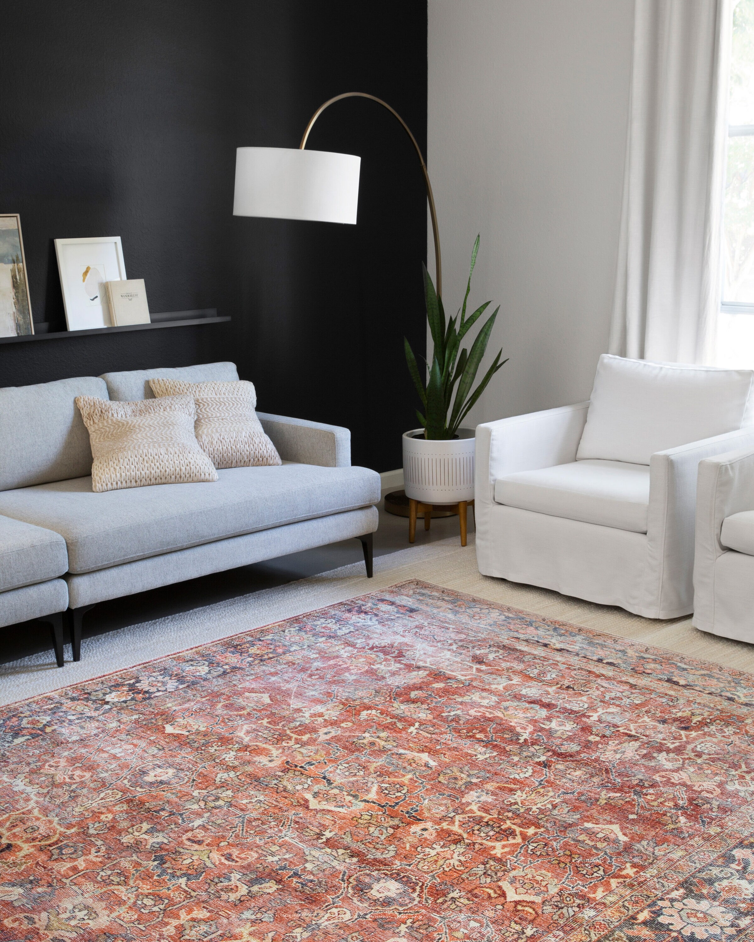 Layla Red and Marine Distressed Bohemian Runner Rug