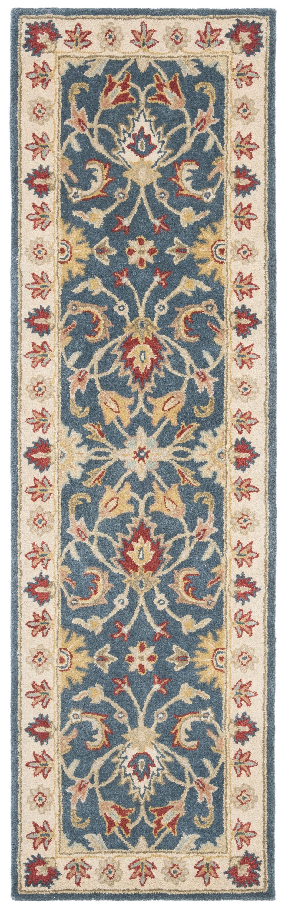 Handmade Blue Wool Tufted Area Rug, 27" x 12"