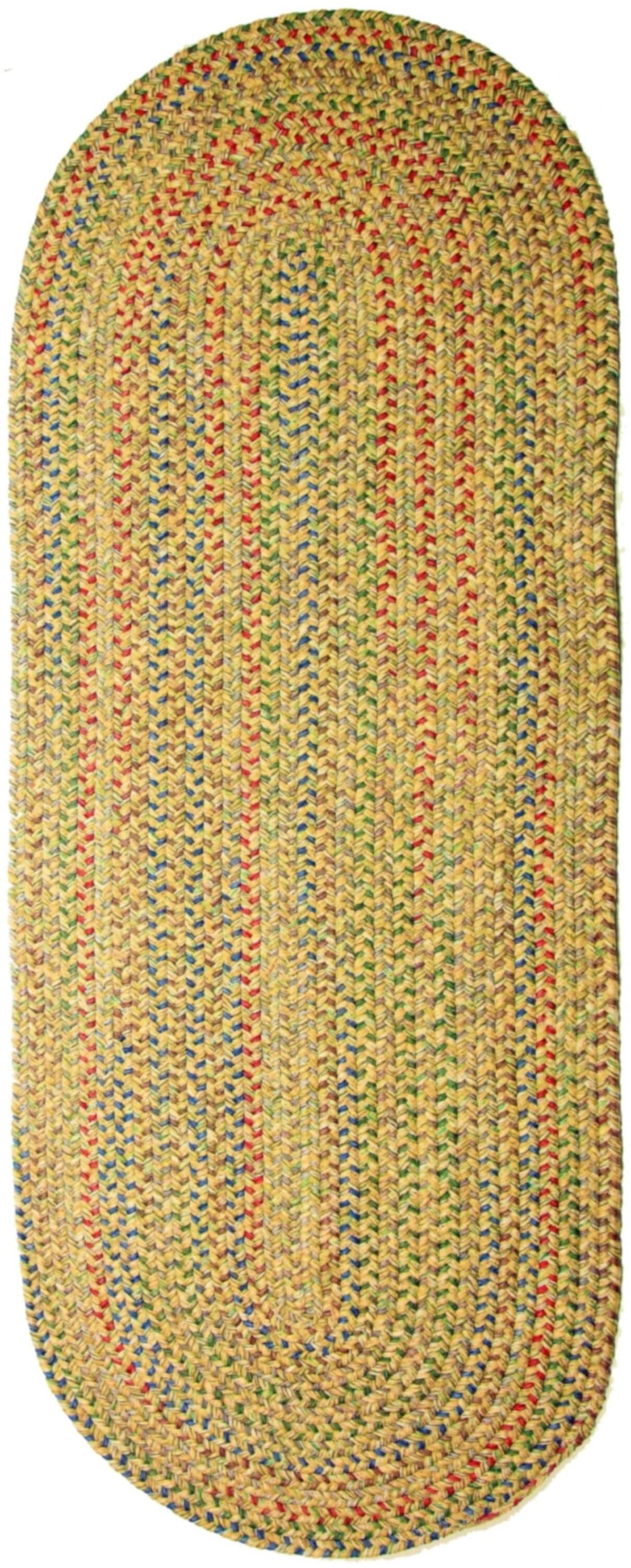 Rhody Rug SO55R024X072 2 x 6 (ft) Braided Polypropylene Sand Oval Indoor/Outdoor Geometric Area rug