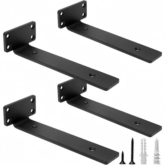 Numhew NHSEAN6881 Heavy-Duty 8-In x 1/5-In 4-Pack Hidden Floating Black Shelf Brackets