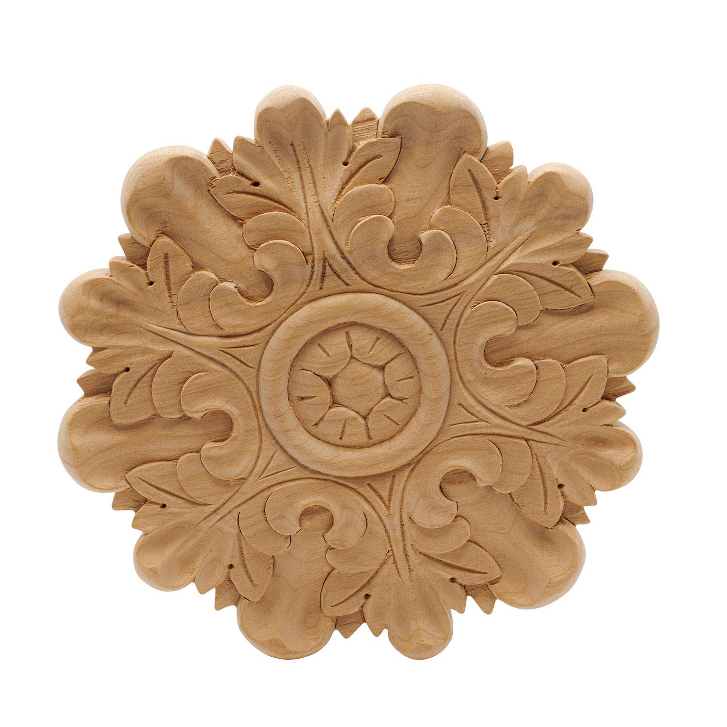 Architectural Products by Outwater RWC004-XL-ALD Acanthus 8-Inches x 8-Inches Round Unfinished Alder Wood Rosette