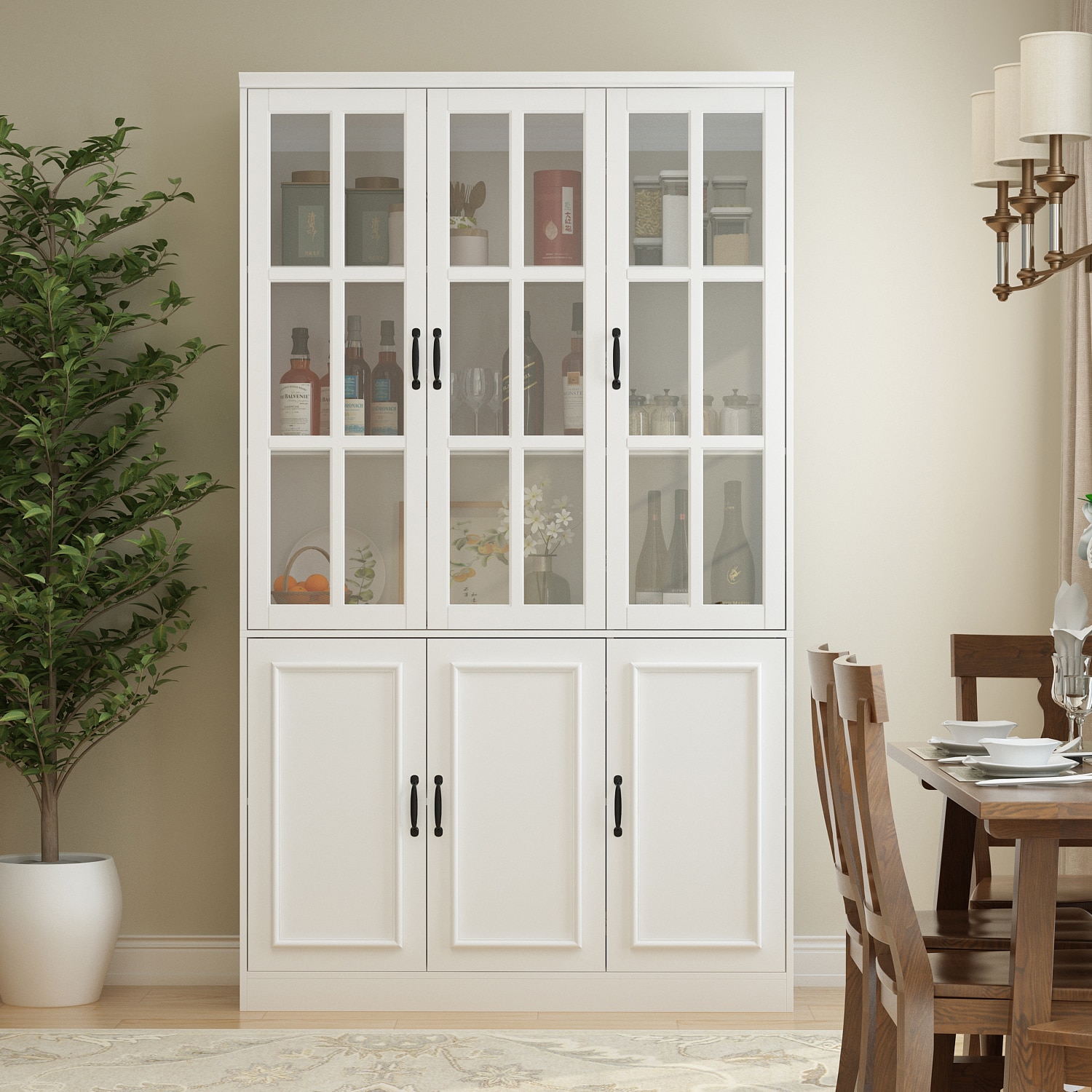 FUFU&GAGA KF020320-01+02 Contemporary/Modern White Pantry with Wine Storage