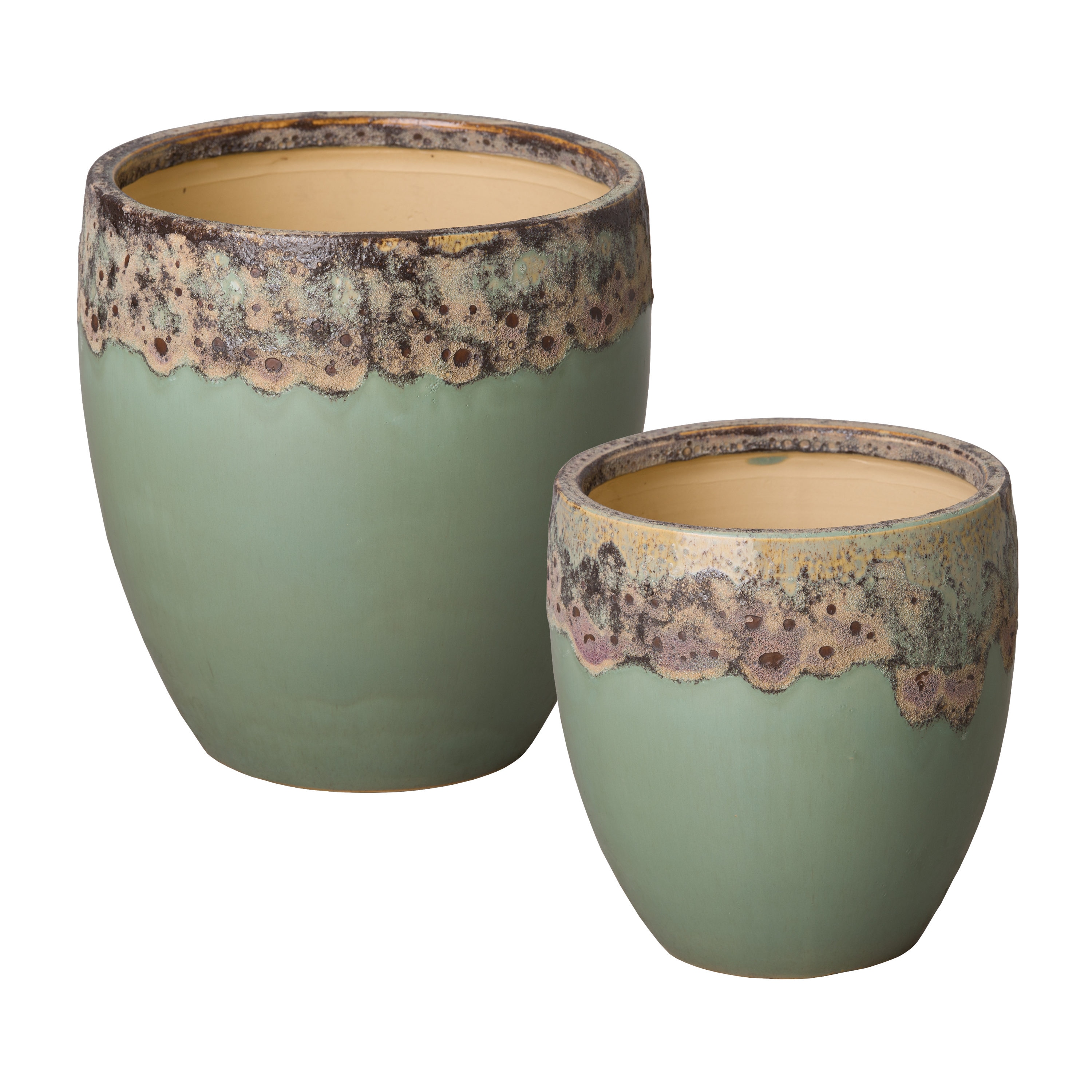 Emissary 12181RB/2 Round 11.0-Inches W Medium Blue Ceramic Indoor/Outdoor Planter with Drainage Holes