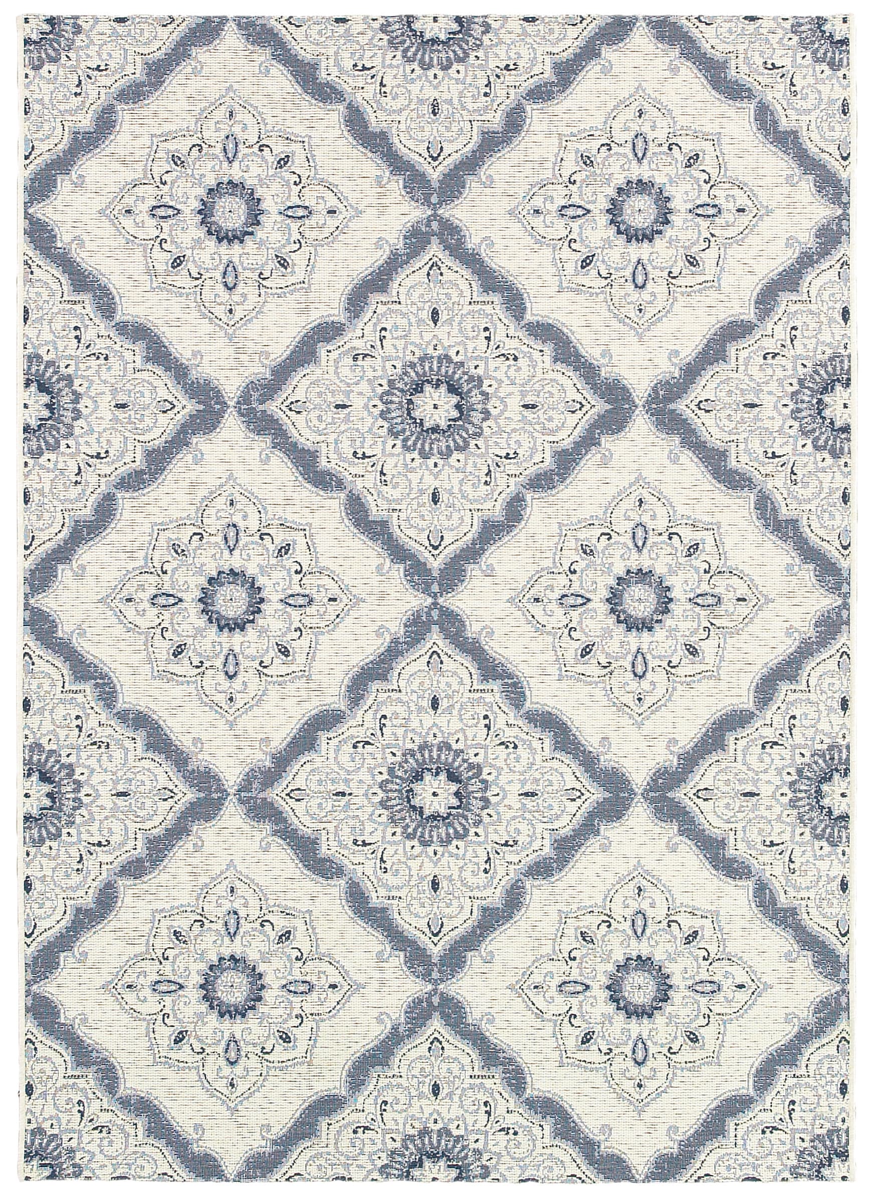Couristan 40776025023710U Dolce 2 x 7 (ft) Polypropylene Ivory-Confederate Grey Rectangular Indoor/Outdoor Floral/Botanical Runner rug
